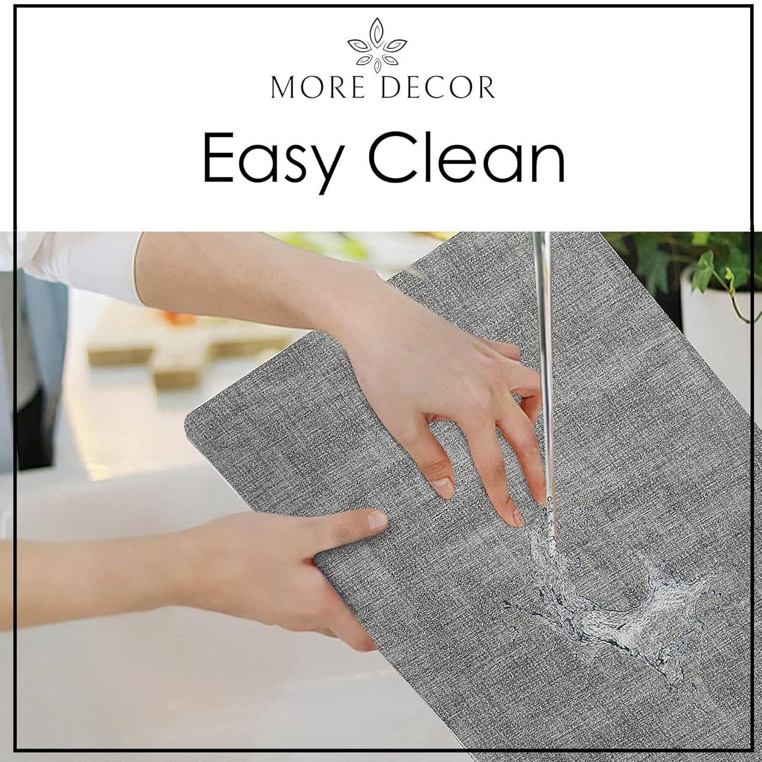 FOCUSLINE Faux Leather Placemats Set of 6, Light Grey Table Place Mats, Waterproof and Non-Slip Dining Table Mats for Indoor & Outdoor Use