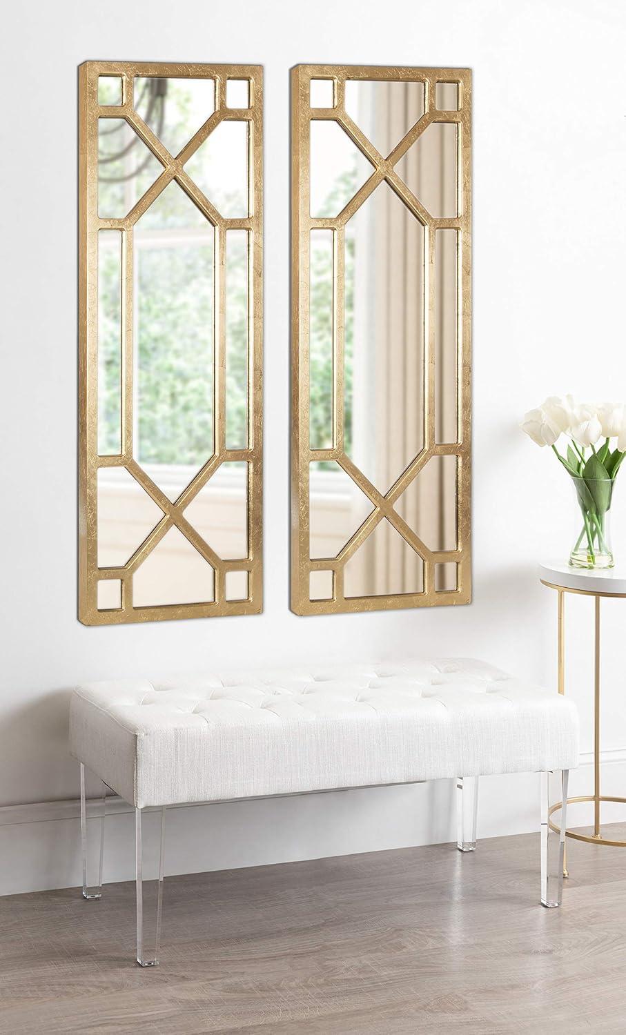 Vanderford Gold Leaf Full-Length Rectangular Wooden Wall Mirror