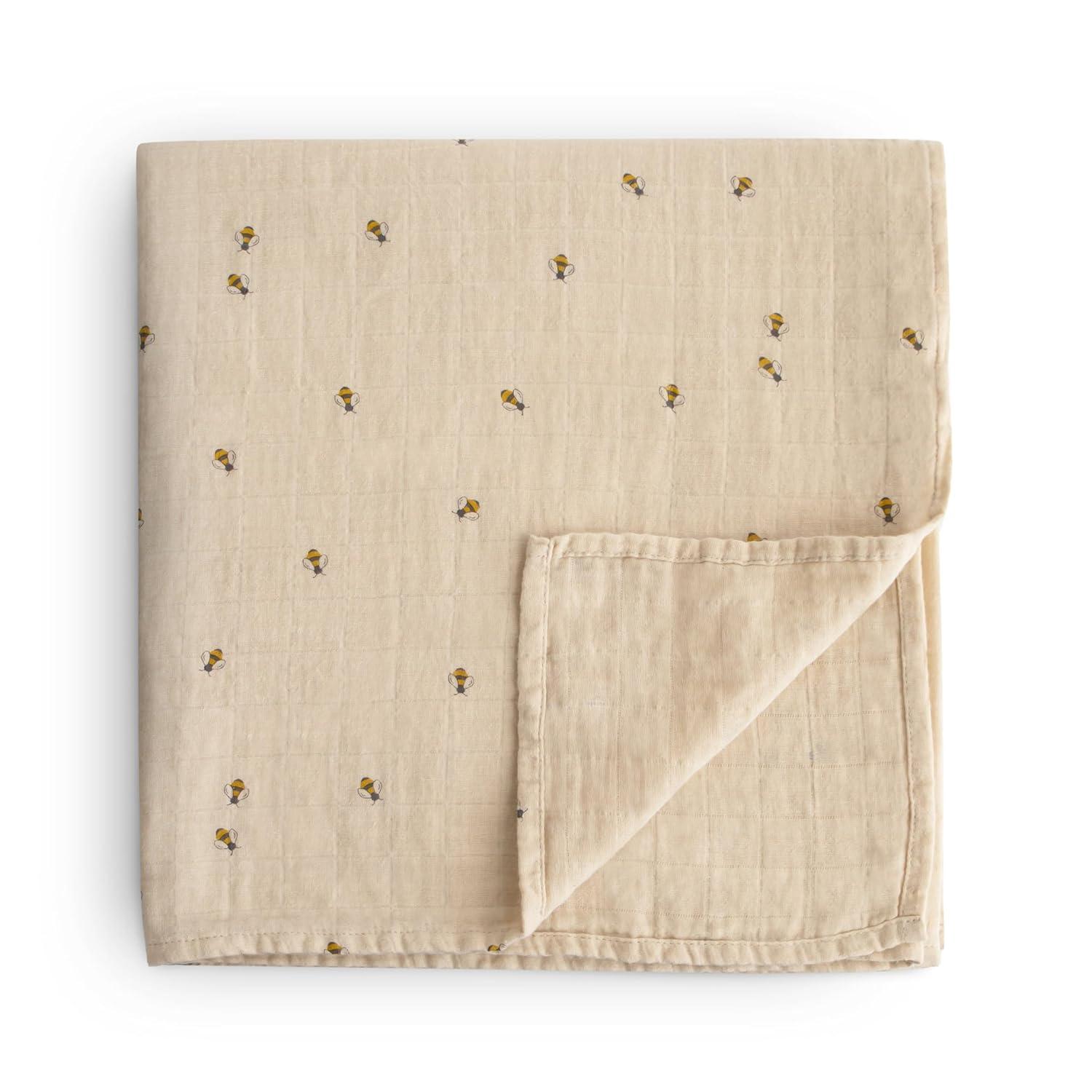 Organic Cotton Muslin Swaddle Blanket Crowns One Size