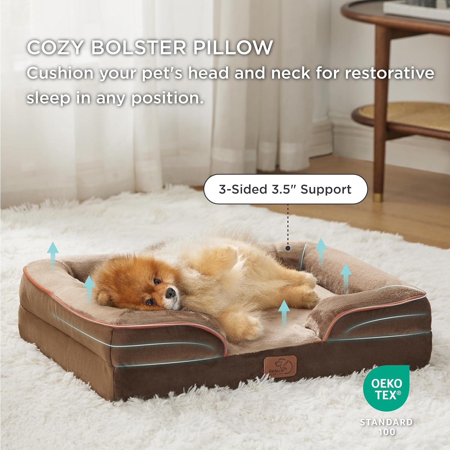 Small Orthopedic Waterproof Dog Bed with Bolster