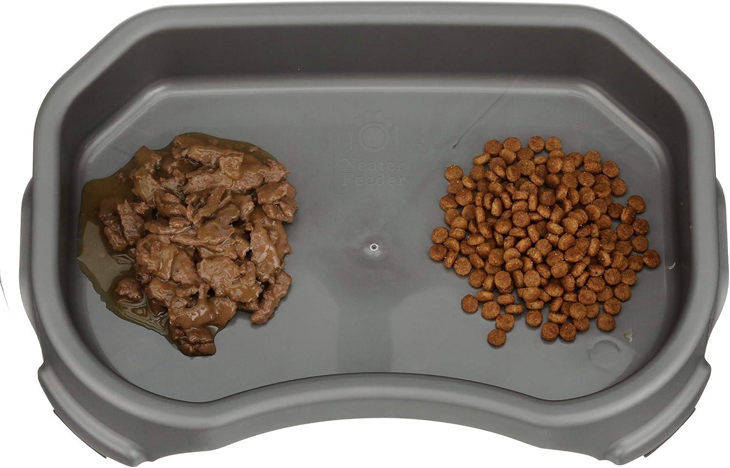 Neater Pets Little Big Bowl for Small Dogs - Plastic Trough Style Food or Water Bowl for Use Indoors or Outdoors, Gunmetal, 8 Cups (64 Oz.)