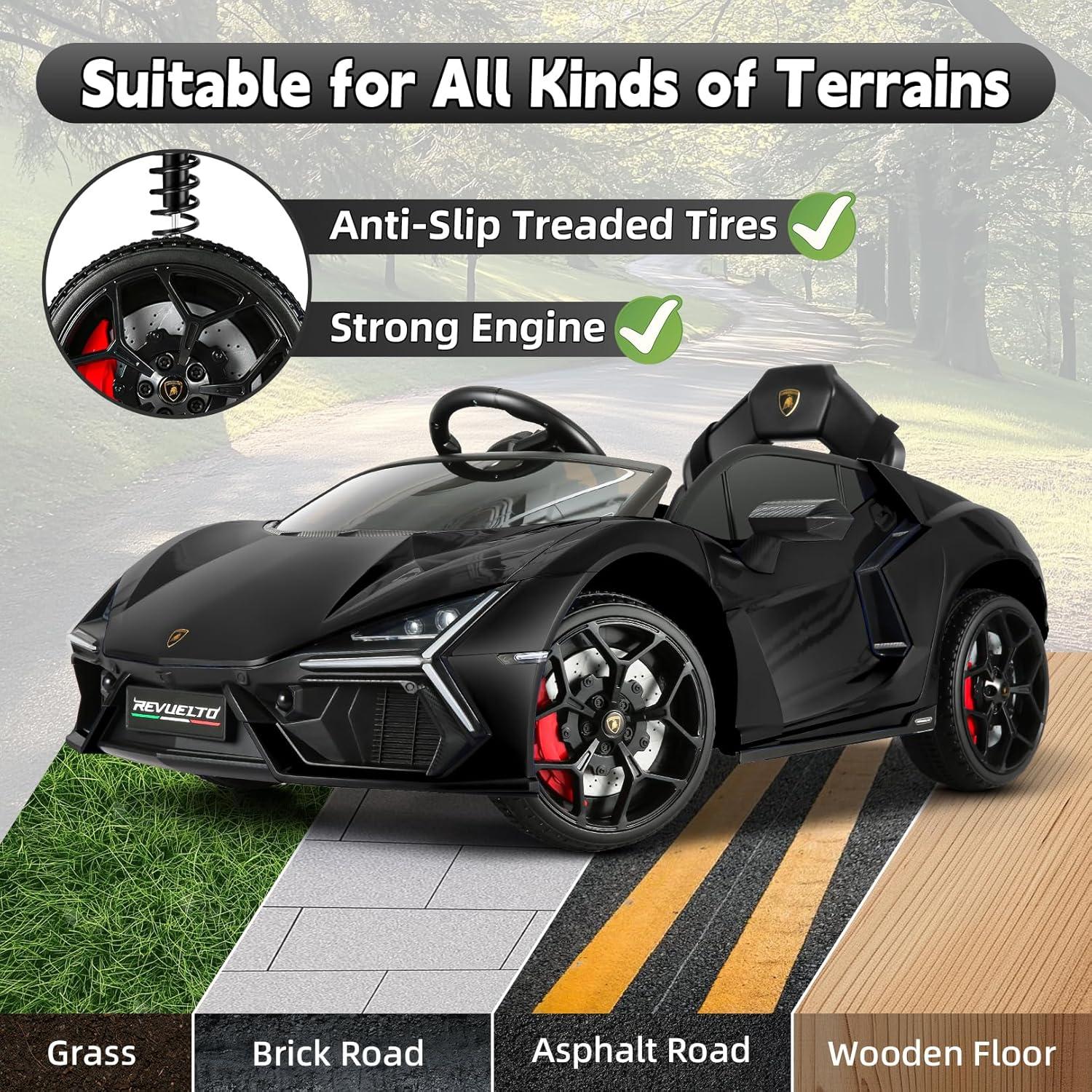 12V Kids Ride On Car, Licensed Lamborghini Revuelto Electric Car For Kids