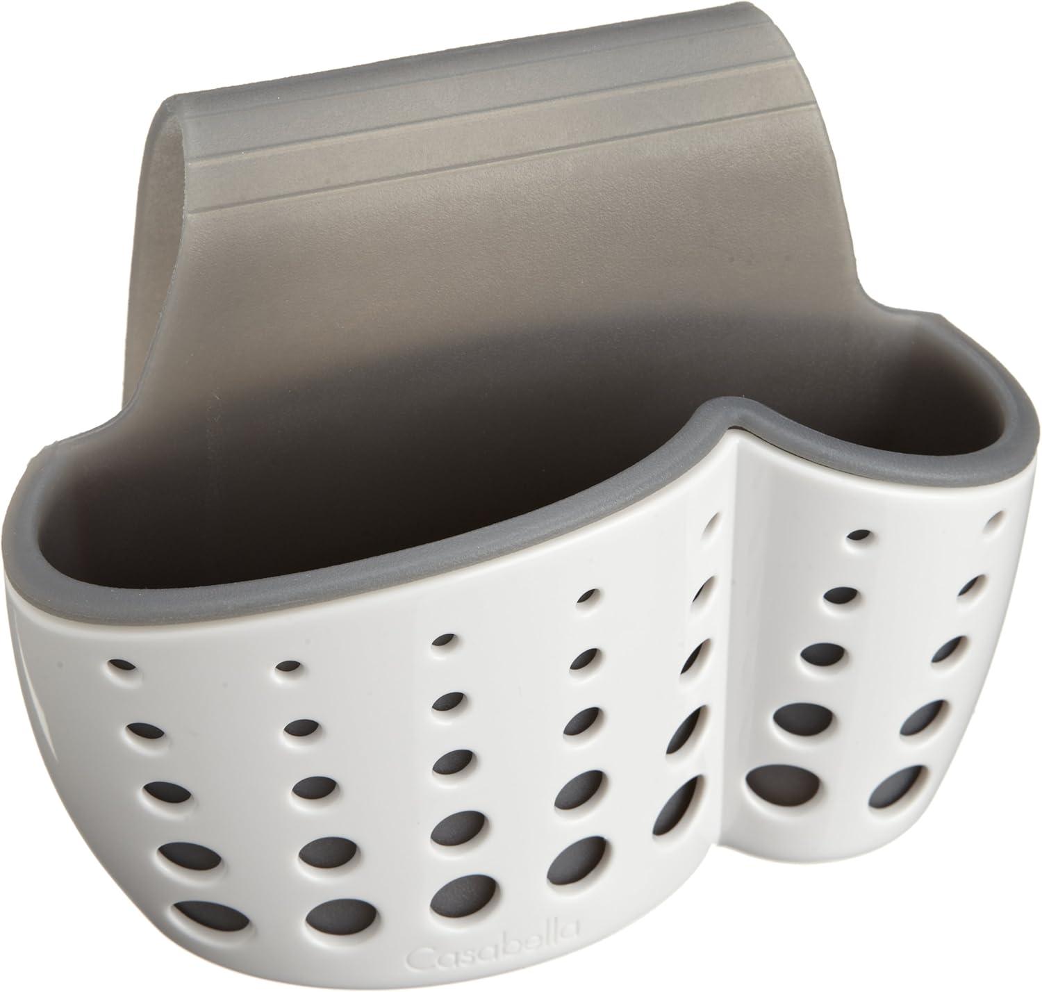 Casabella Sink Sider? Faucet Sponge Holder, Versatile Tool, Storage Capabilities, Use in Kitchen or Bathroom, White/Grey