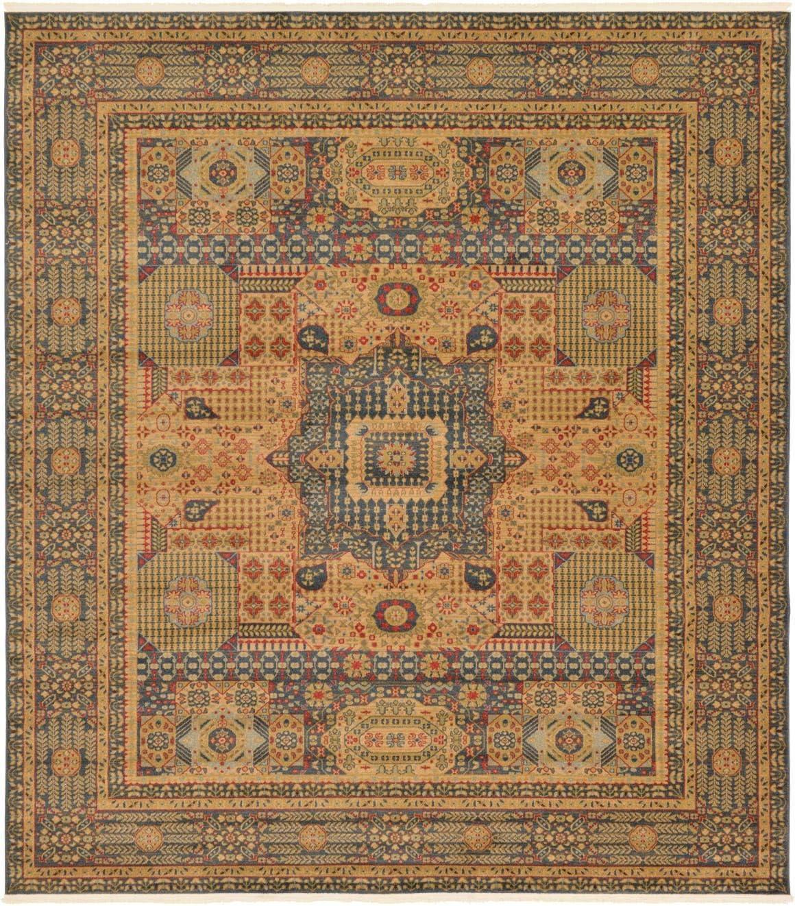 Unique Loom Palace Collection Area Rug (10'Square, Brown/ Light Blue)