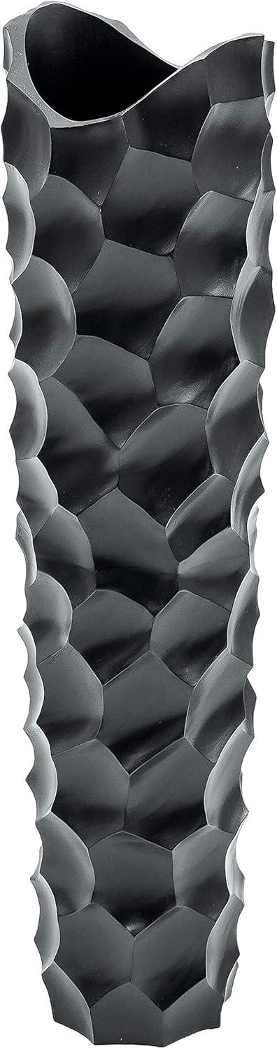 Leewadee Large Black Home Decor Floor Vase – Wooden 28 inches Tall Farmhouse Decor Flower Holder for Fake Plant and Pampas Grass