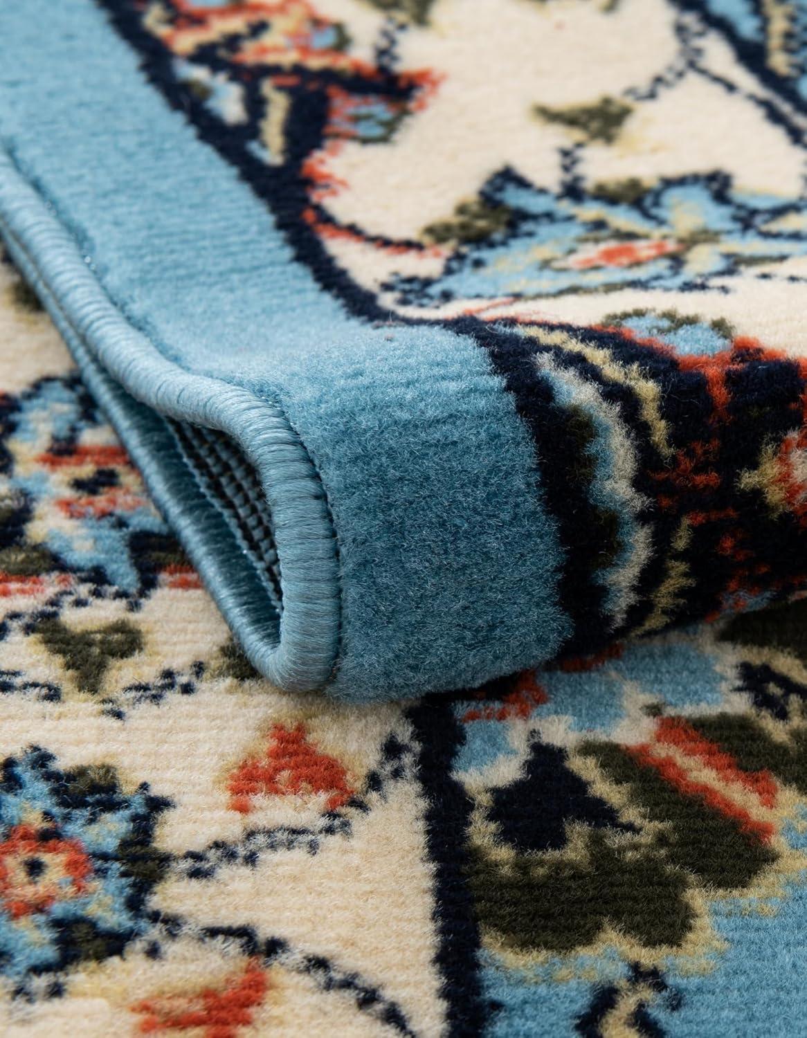 Unique Loom Cape Cod Espahan Rug Blue/Black 5' 3" x 8' Rectangle Floral Traditional Perfect For Living Room Bed Room Dining Room Office