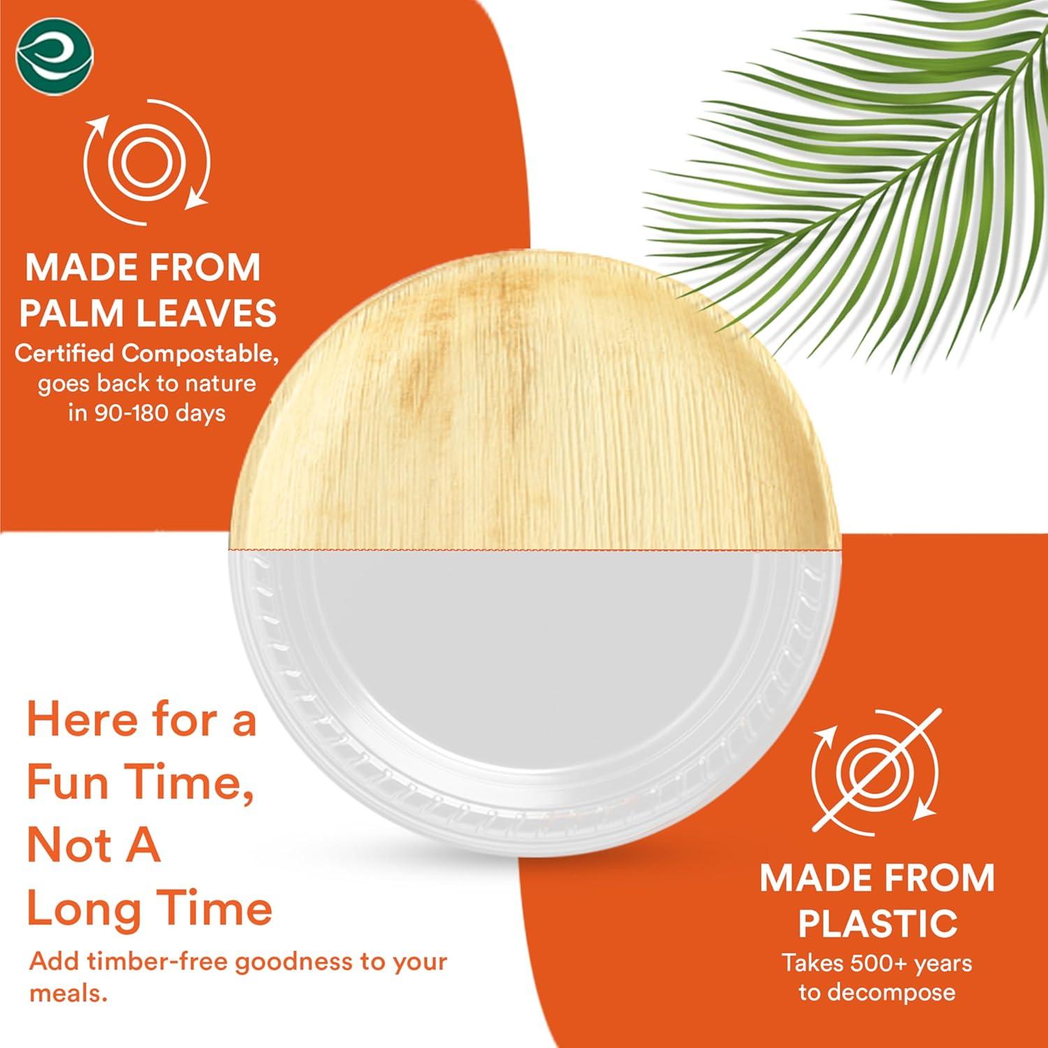 Ecosoul Home - Palm Leaf Plates 8 In Sqr - Case Of 8-20 Ct