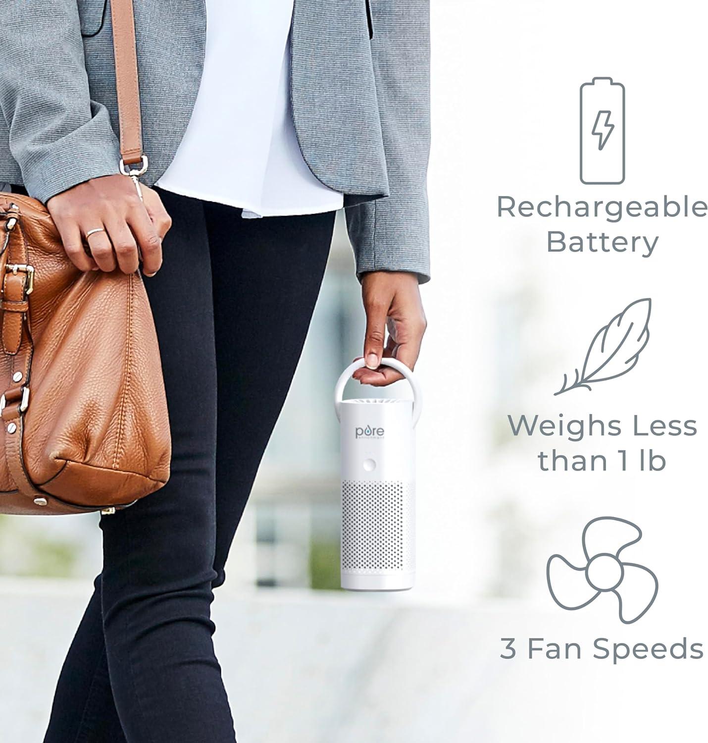 White Portable Table-Top Air Purifier with HEPA Filter