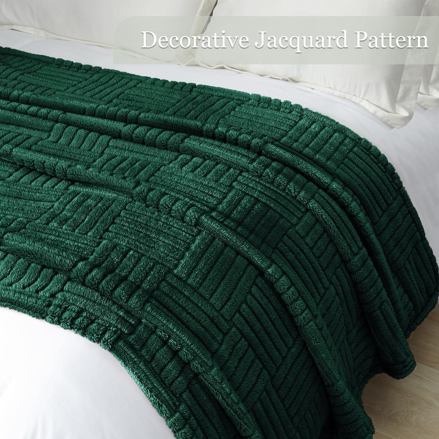 Whale Flotilla Flannel Fleece Queen Size(90x90 Inch) Lightweight Bed Blanket, Soft Velvet Bedspread Plush Fluffy Coverlet Palm Leaf Design Decorative Blanket for All Seasons, Dark Green…