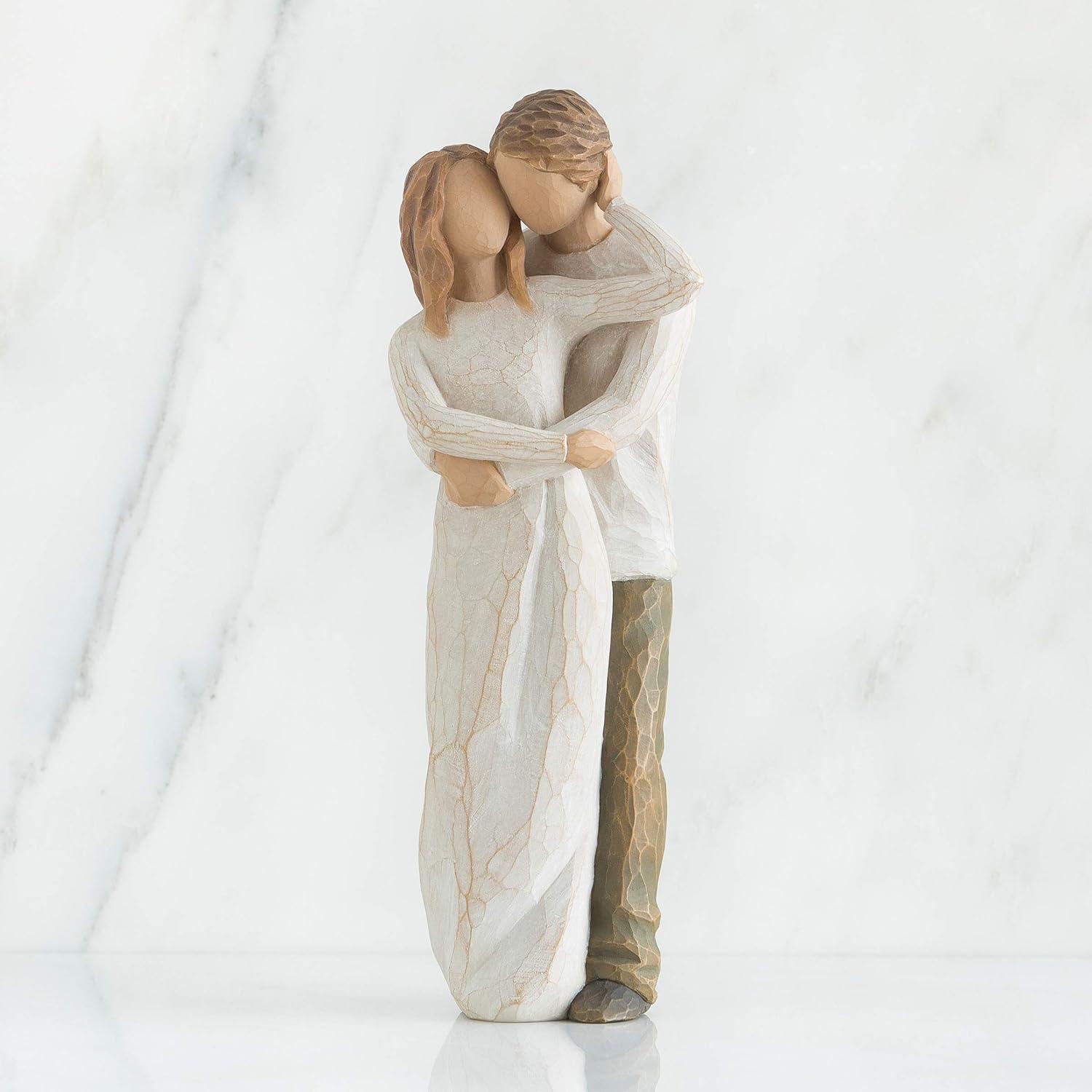 Hand-Painted Resin Couple Embrace Figurine, 9-inch