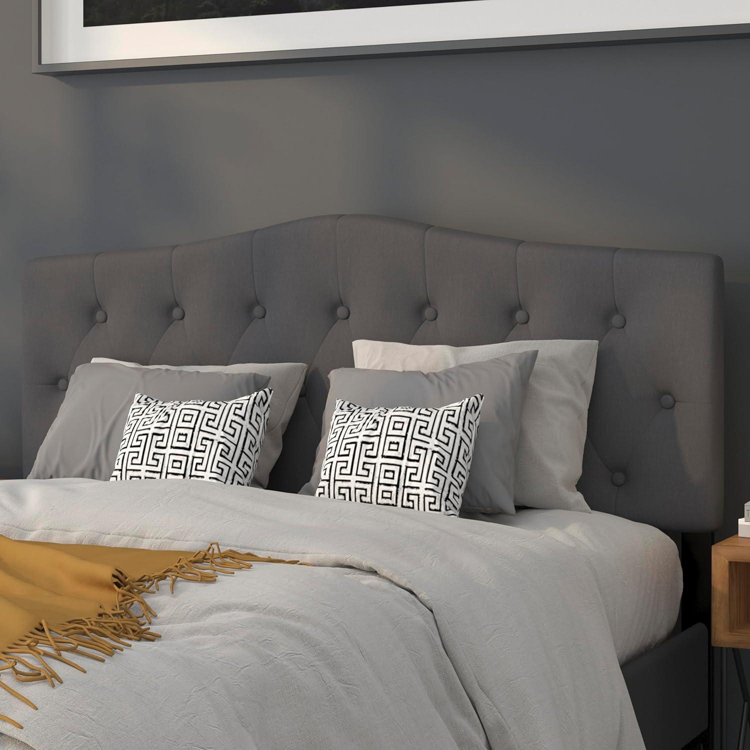 Flash Furniture Cambridge Tufted Upholstered Queen Size Headboard in Dark Gray Fabric