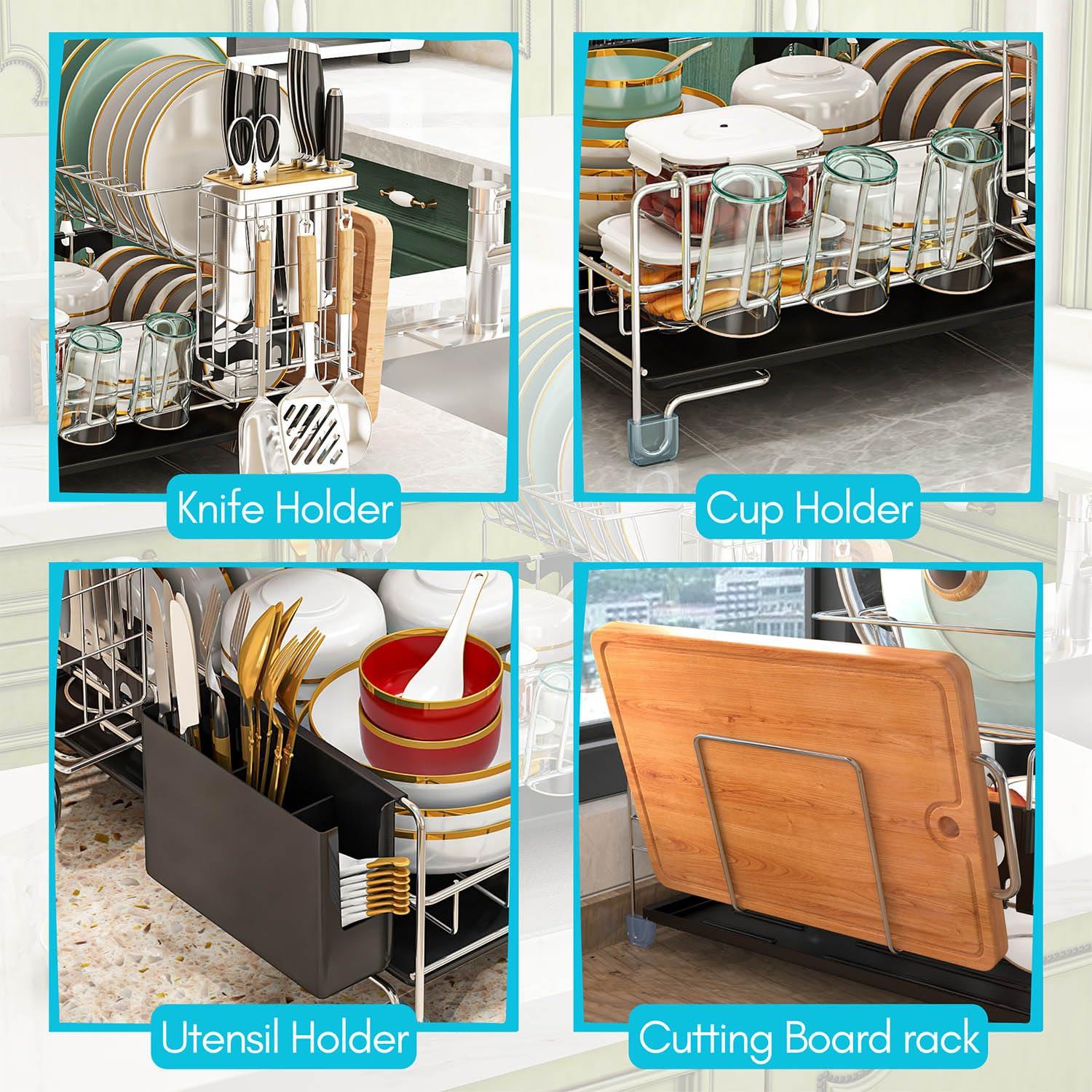 NIERBO Large Capacity 2-Tier Stainless Steel Dish Drying Rack With Rustproof Finish | Wayfair