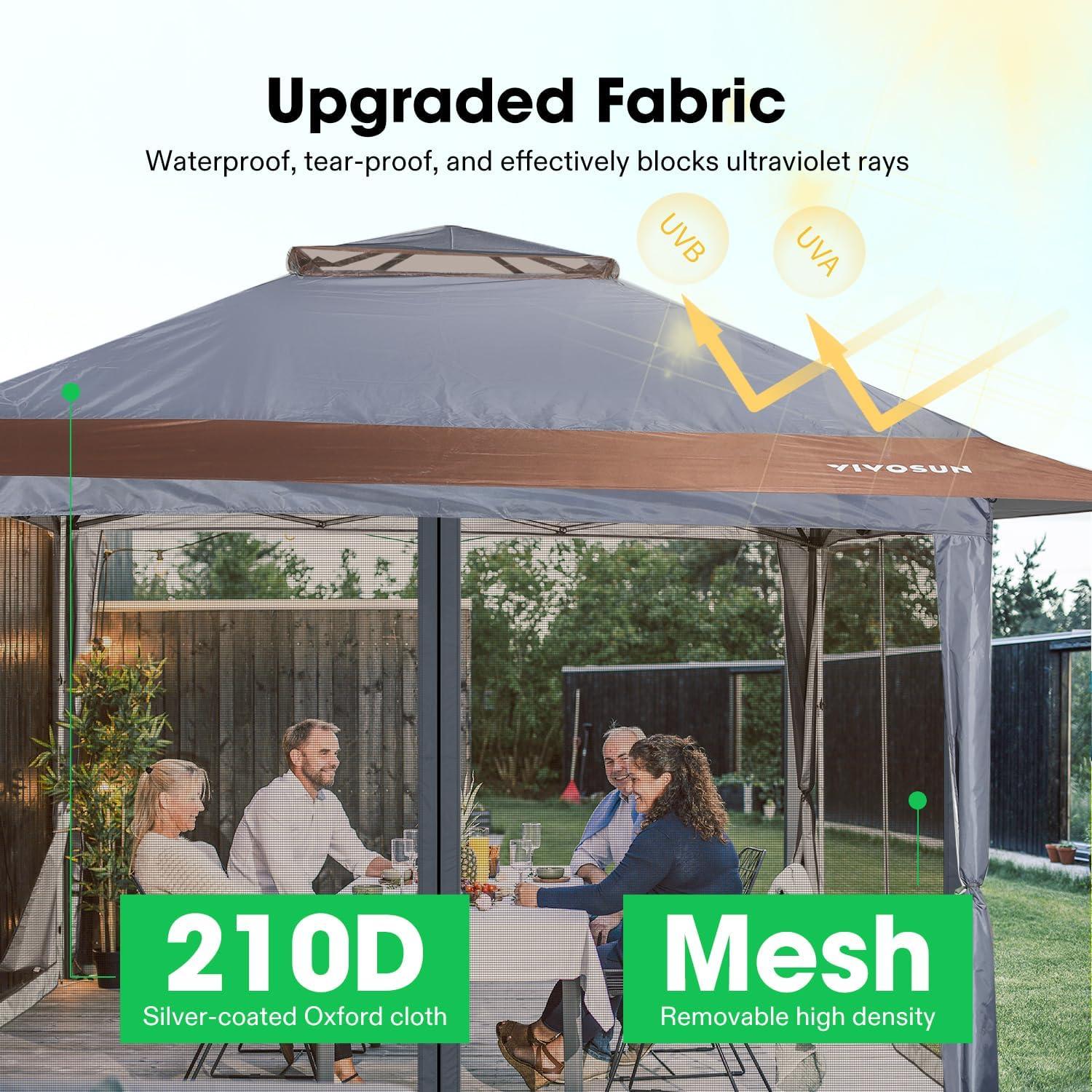 Gray 13' x 13' Pop-Up Canopy Tent with Mosquito Netting