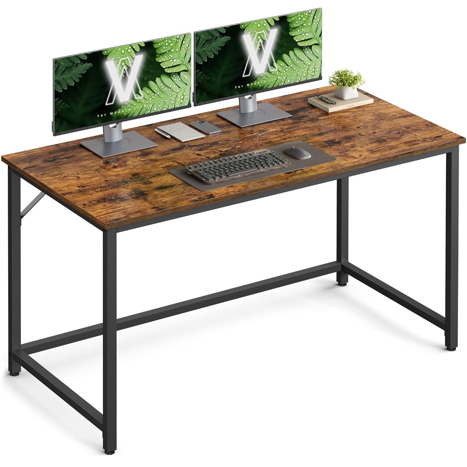 VASAGLE Computer Desk, Gaming Desk, Home Office Desk, for Small Spaces, 23.6 x 47.2 x 29.9 Inches, Industrial Style, Metal Frame, Rustic Brown and Black ULWD039B01