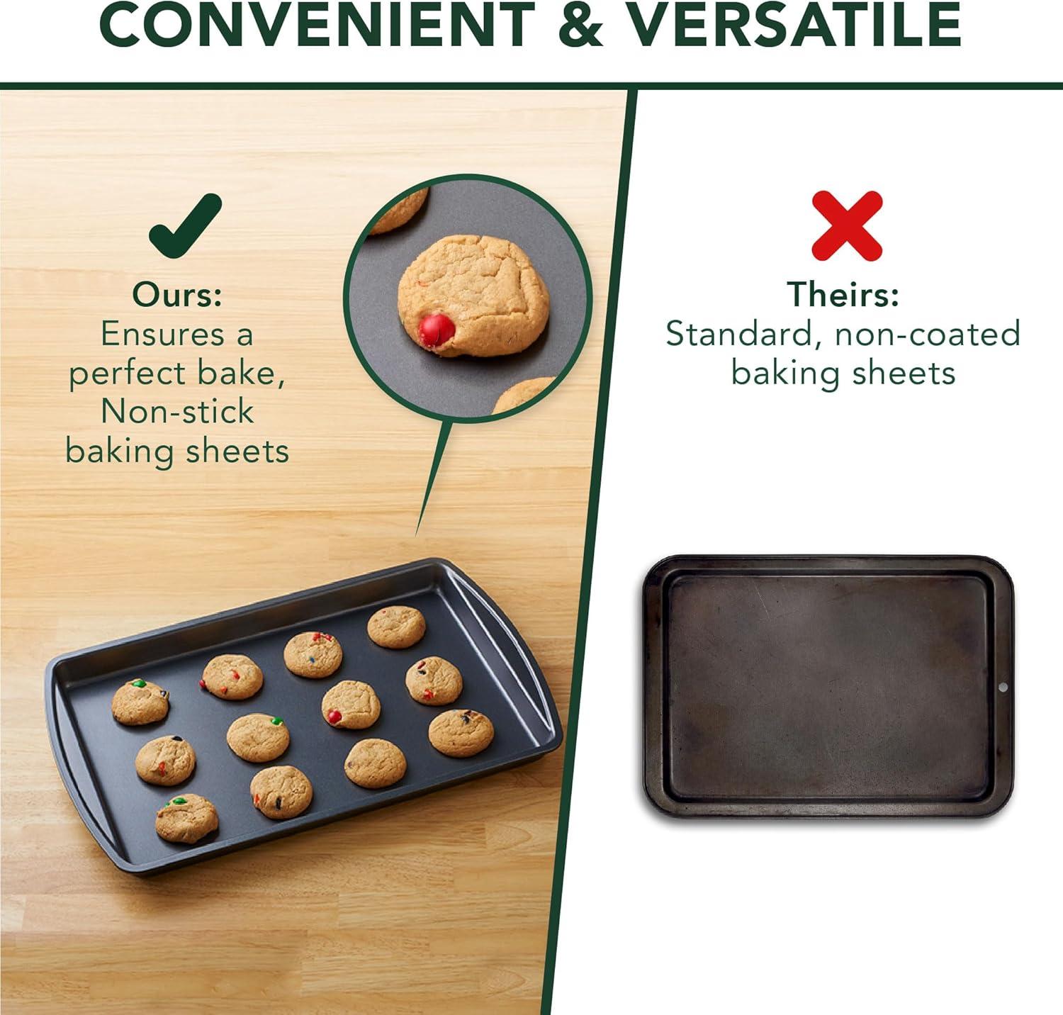 Nifty Solutions Set of 3 Non-Stick Cookie and Baking Sheets – Small, Medium and Large Pans, Non-Stick Coated Steel