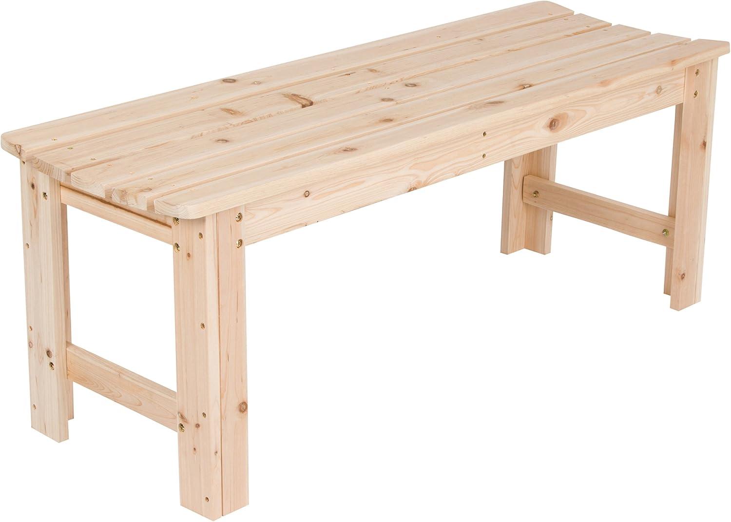 Shine Company 4 Ft. Backless Wooden Garden Bench, Natural