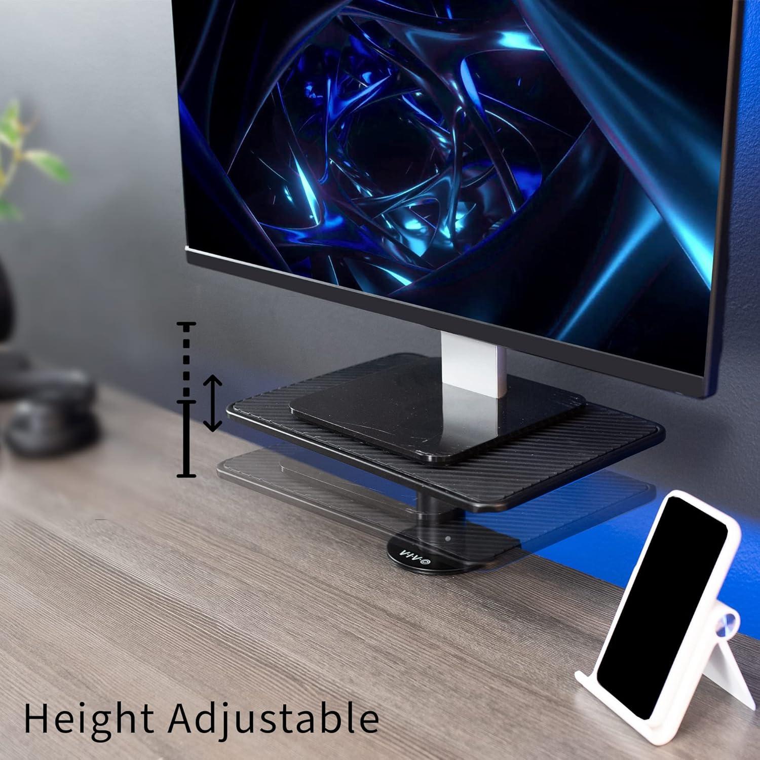 VIVO Black Universal Clamp-on Ergonomic Computer Monitor Laptop Riser Desk Stand