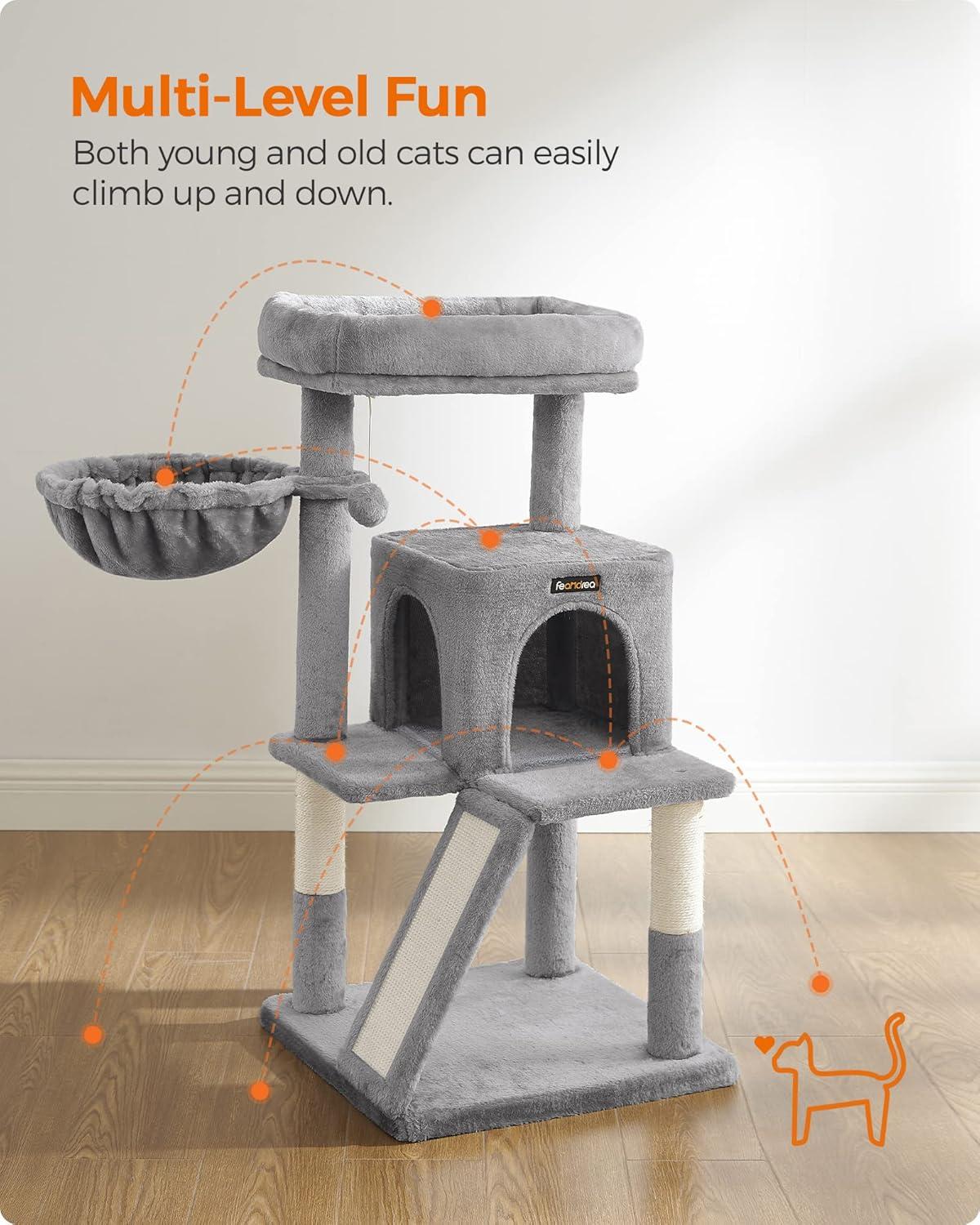 FEANDREA 37.8-Inch Cat Tree Cat Condo Small Cat Tower with Widened Perch for Large Cats Indoor