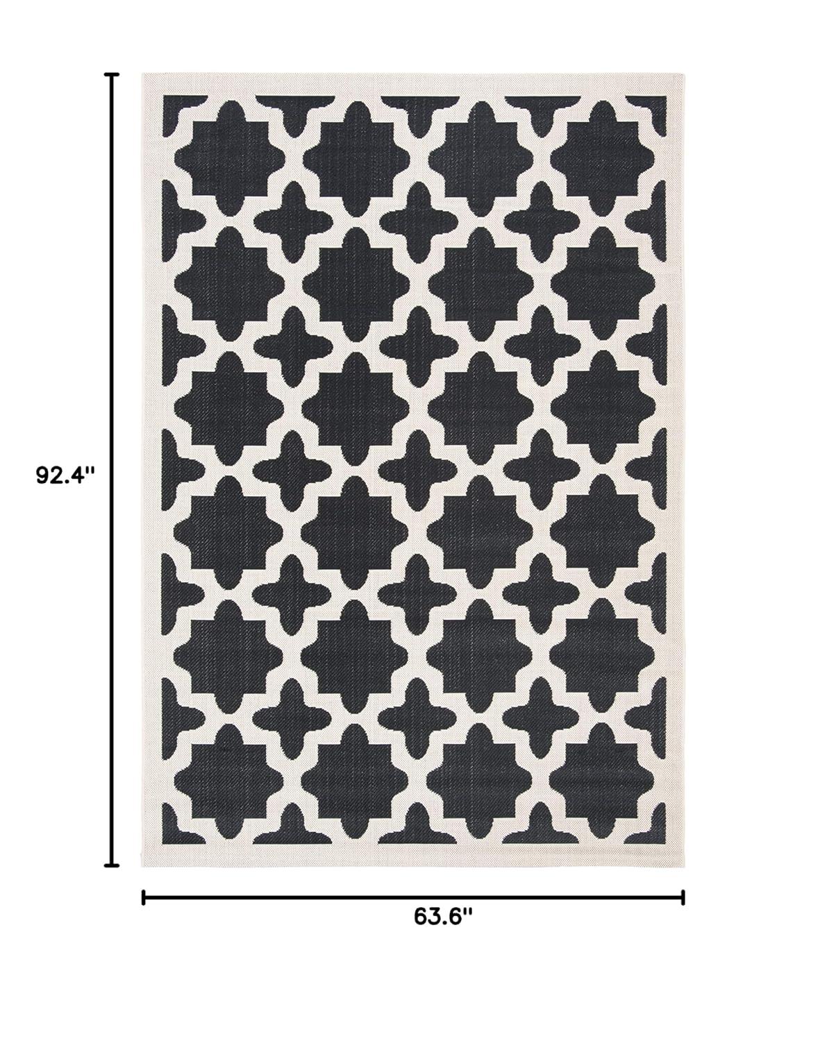 SAFAVIEH Courtyard Amanda Geometric Indoor/Outdoor Area Rug, Black/Beige, 5'3" x 7'7"