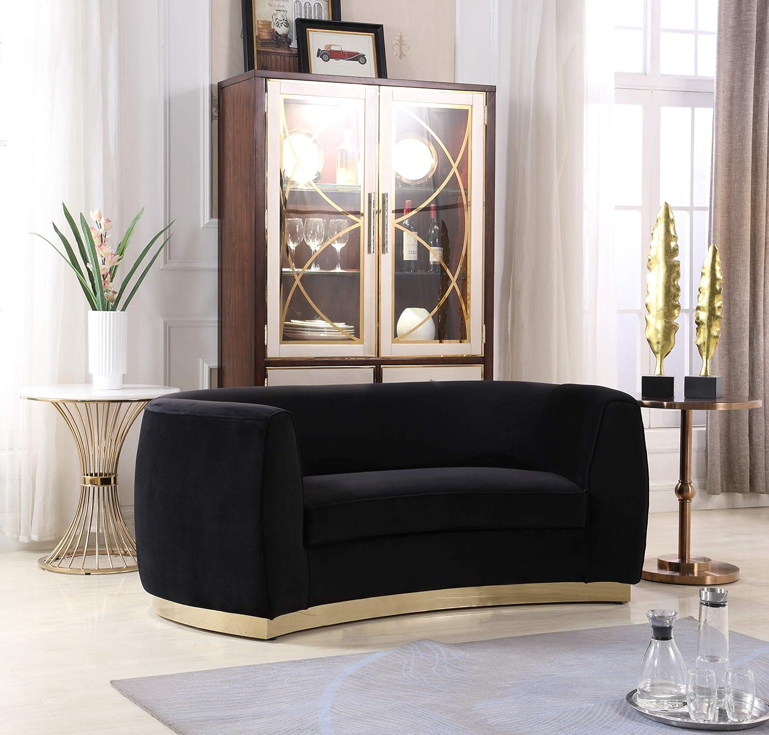 Meridian Furniture Julian Contemporary Velvet Loveseat in Black