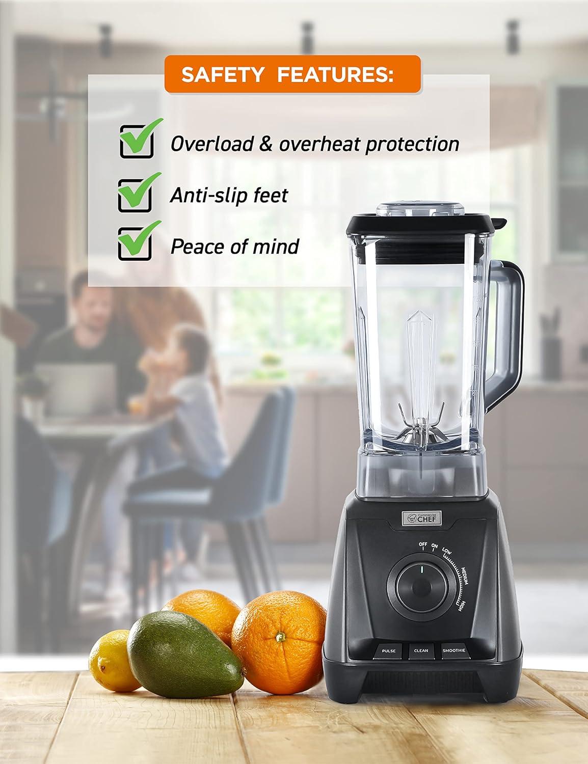 COMMERCIAL CHEF High Power Blender 1200W with Steel Housing, Black