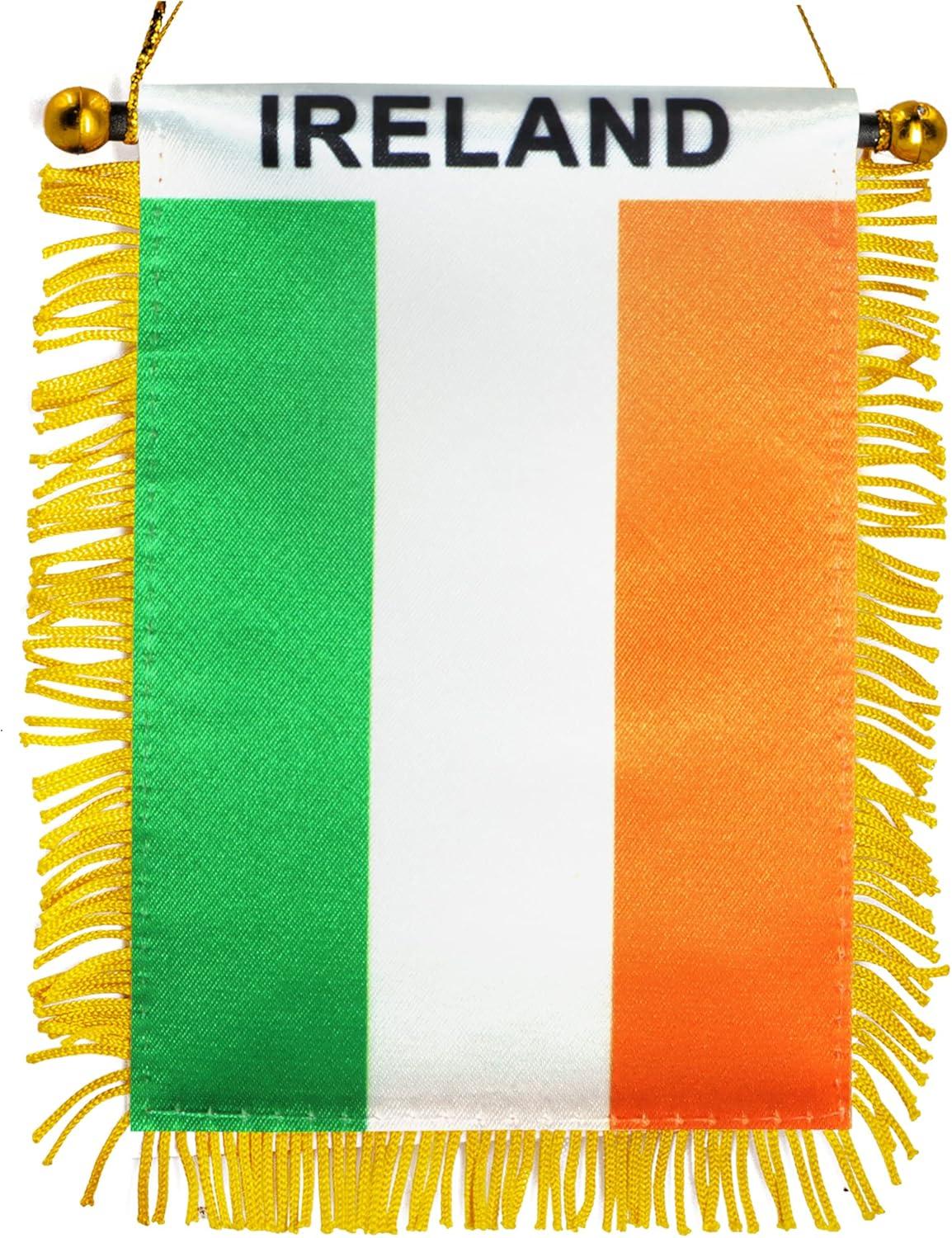 Mini Ireland Fringed Window Hanging Flag with Suction Cup