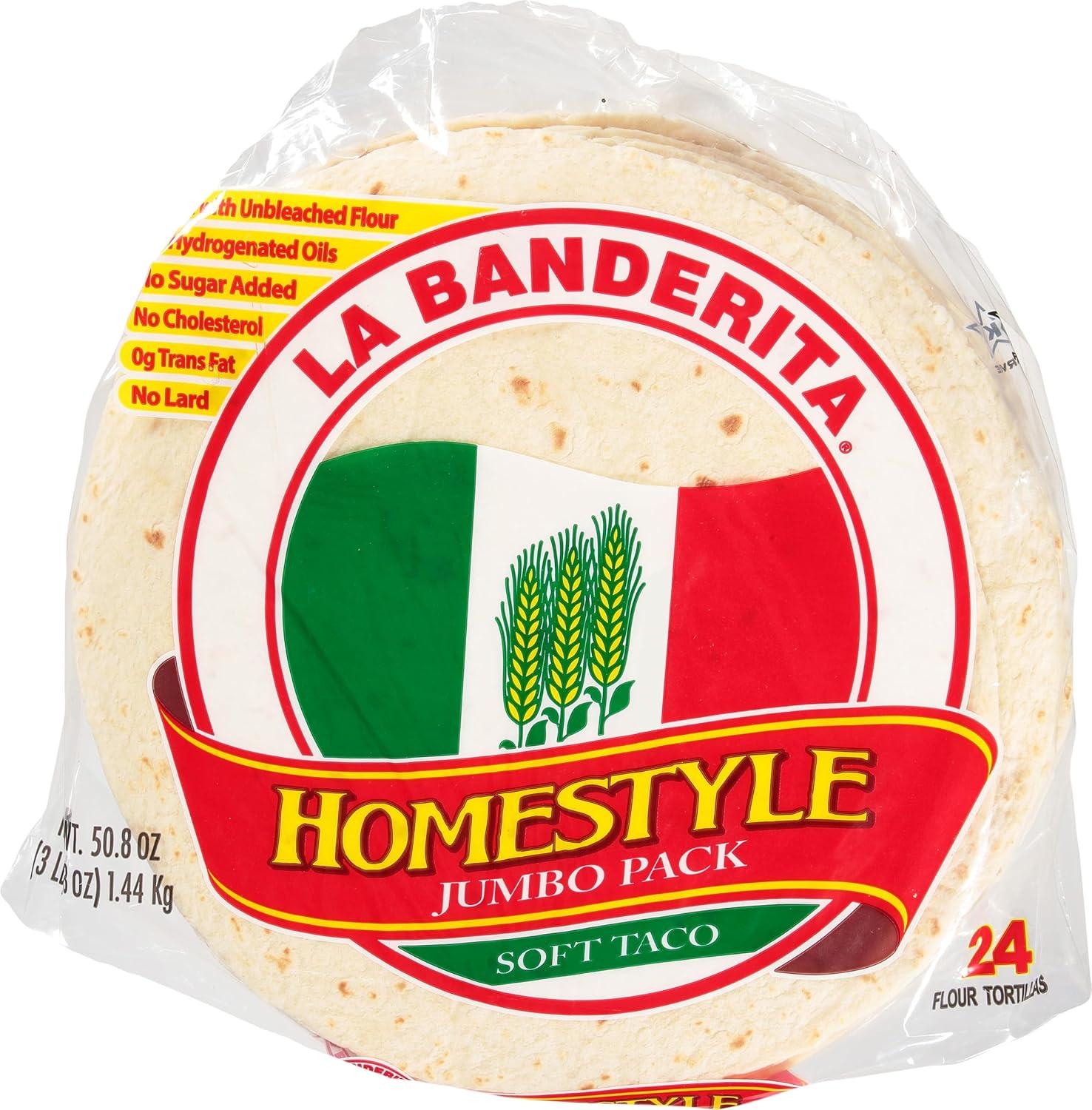 La Banderita Homestyle Jumbo Pack Soft Taco Flour Tortillas,  50.8 oz, 24 Count