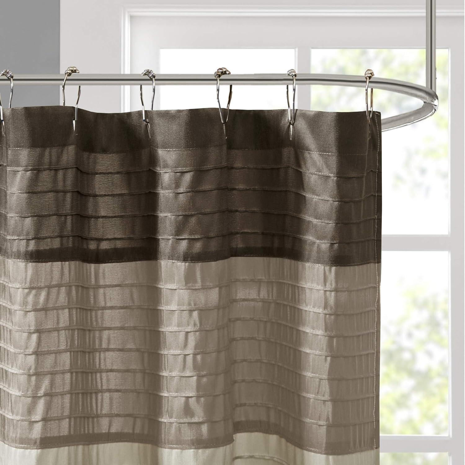 Amherst Striped Faux Silk Shower Curtain