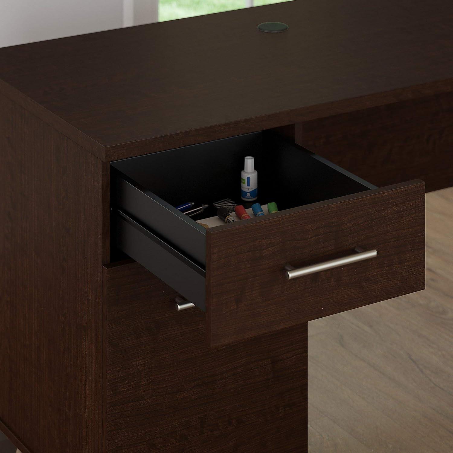 Bush Furniture Somerset 72W Wood Office Desk with Hutch in Mocha Cherry