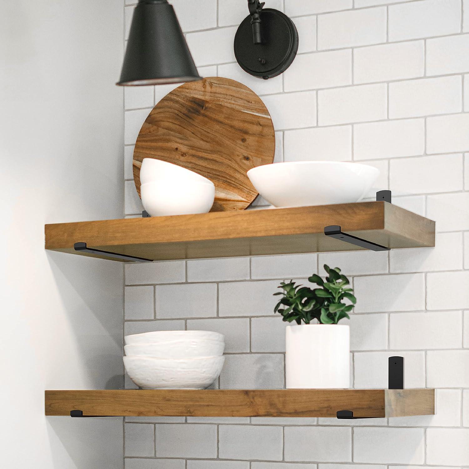 Black N900-002 11 inch Floating Shelves Heavy Duty Shelf Metal L Bracket with Wall Anchors, 11.8” x 5.9, Size