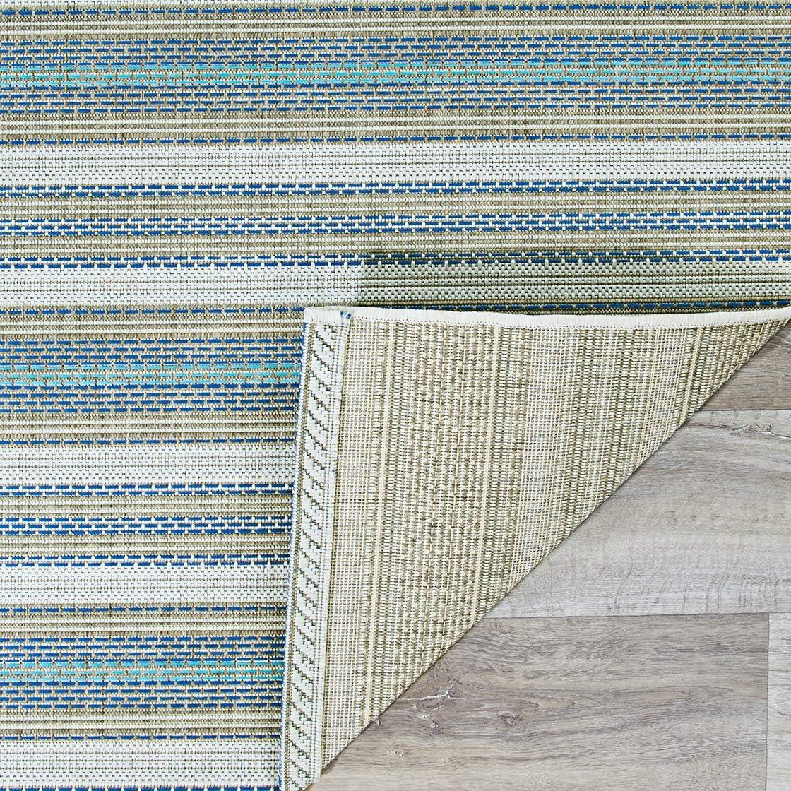 Couristan Monaco Marbella Indoor / Outdoor Area Rug, Ivory-Sand-Azure Blue, 5'3" x 7'6"