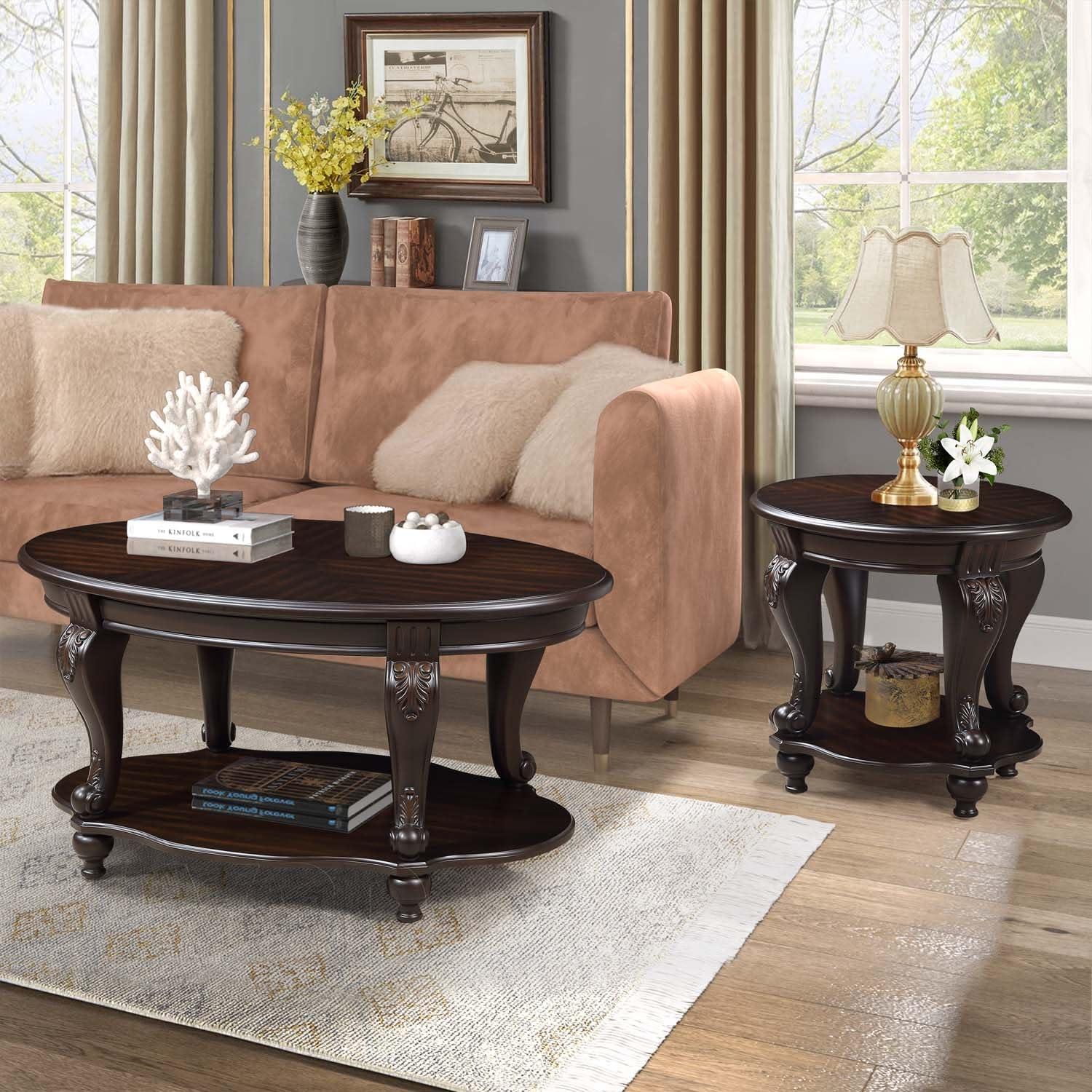 World Menagerie Living Room Coffee Table Set, Coffee Table & Two End Side Table 3-Piece Set Coffee Set