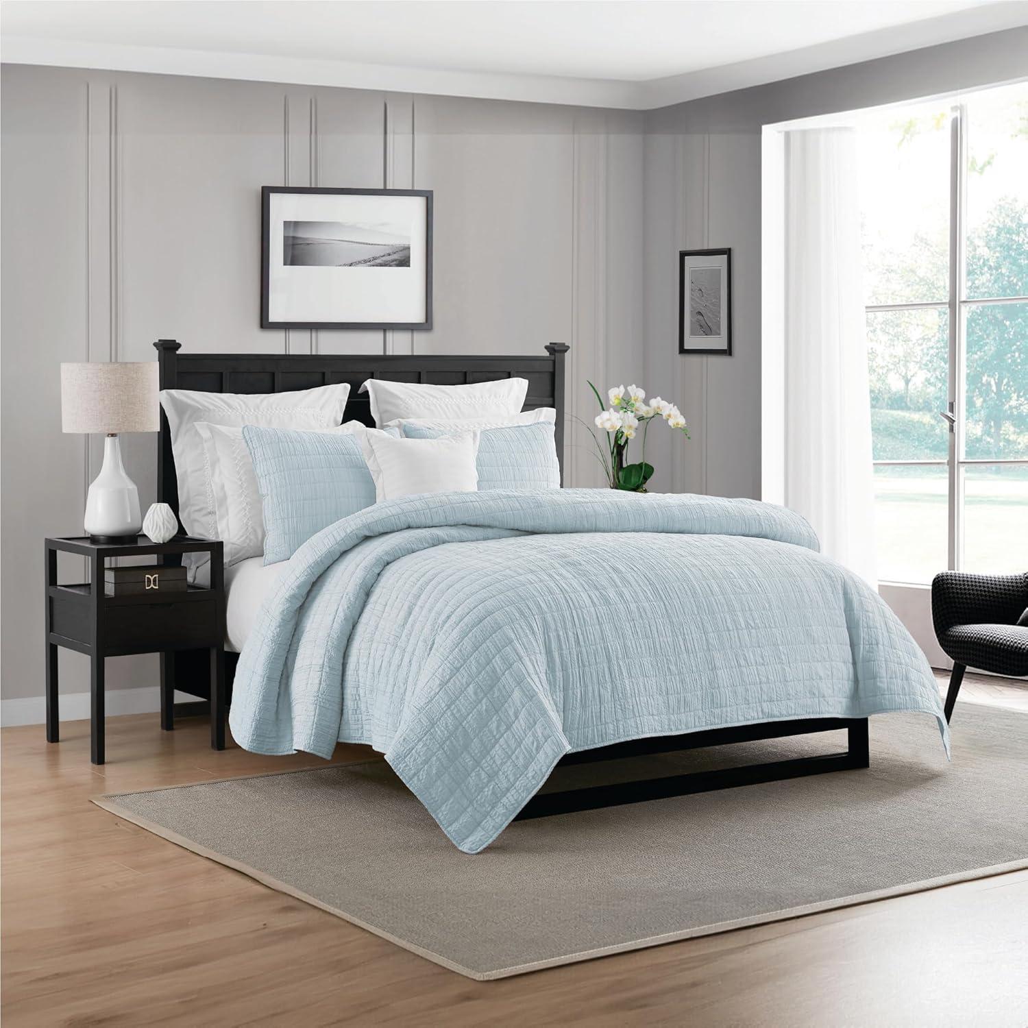 Swift Home Ultra Soft Crinkle Washed Microfiber 3-Piece Quilt Set