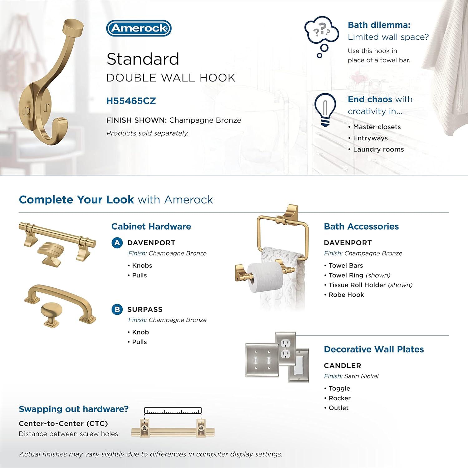 Adare Traditional Double Prong Decorative Wall Hook