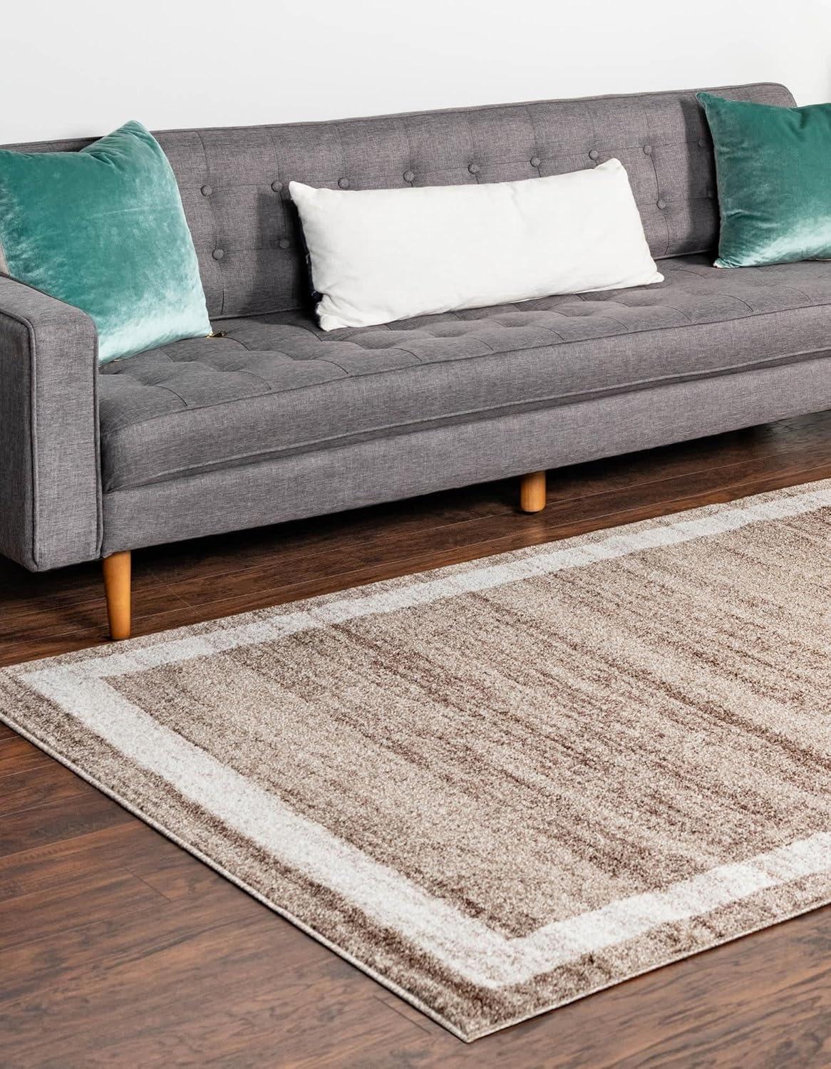 Unique Loom Del Mar Collection Area Rug - Maria (9' x 12' 2" Rectangle Light Brown/Ivory)