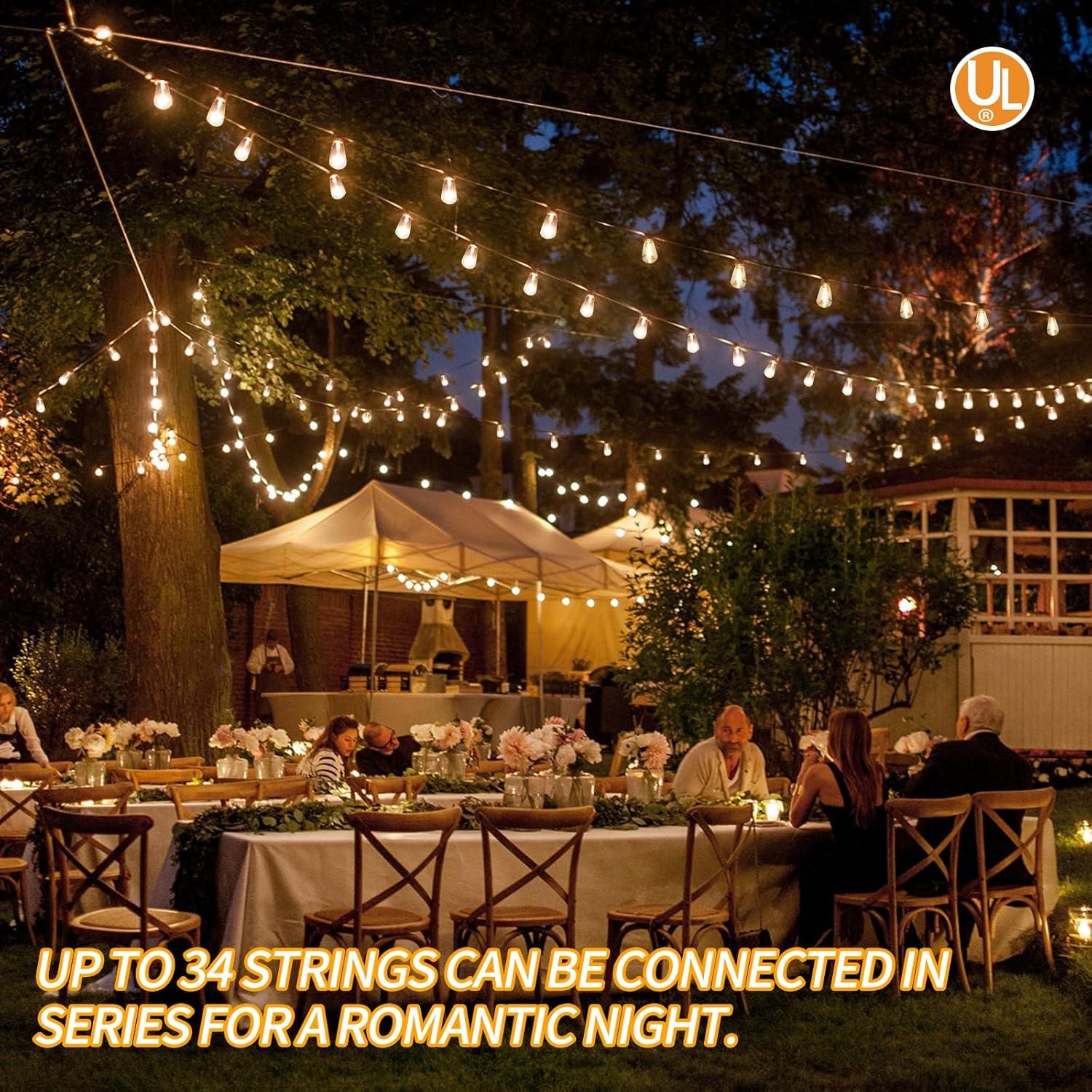 Arlmont & Co. Arlmont & Co. LED Outdoor String Lights 100FT Patio Lights With 52 Shatterproof ST38 Vintage Edison Bulbs