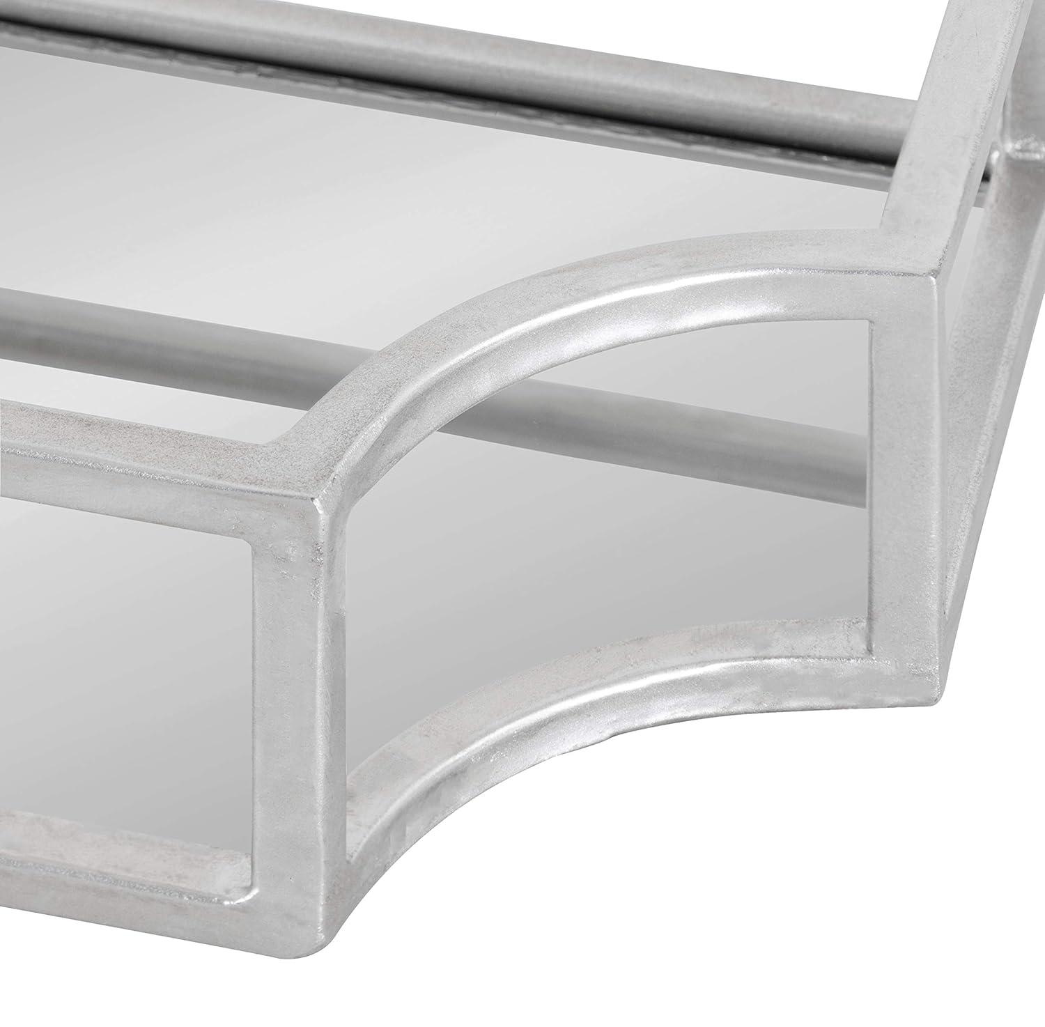 Kate & Laurel All Things Decor 2pc Ciel Metal Wall Shelf Set Silver - Geometric Design, Glass Surface, No Assembly Required