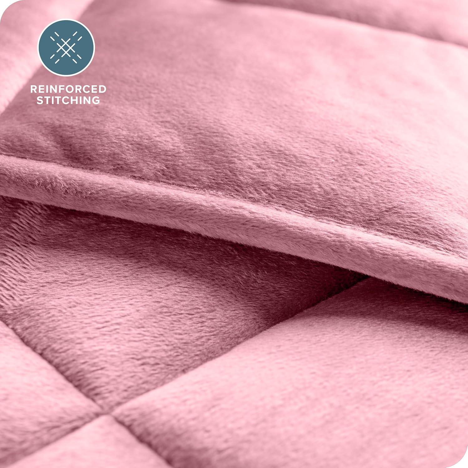 Bare Home 17 lbs Weighted Blanket for Adults - 60" x 80" - Minky Fleece, Light Pink