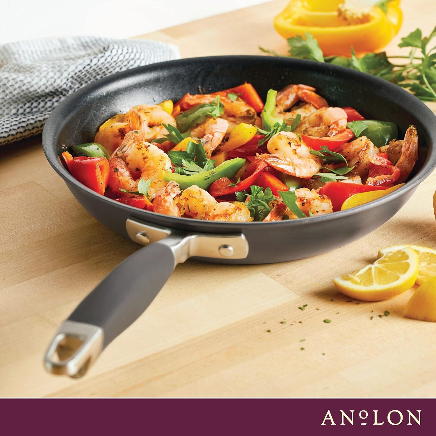 Gray Aluminum Nonstick Fry Pan with Ceramic Coating and Lid