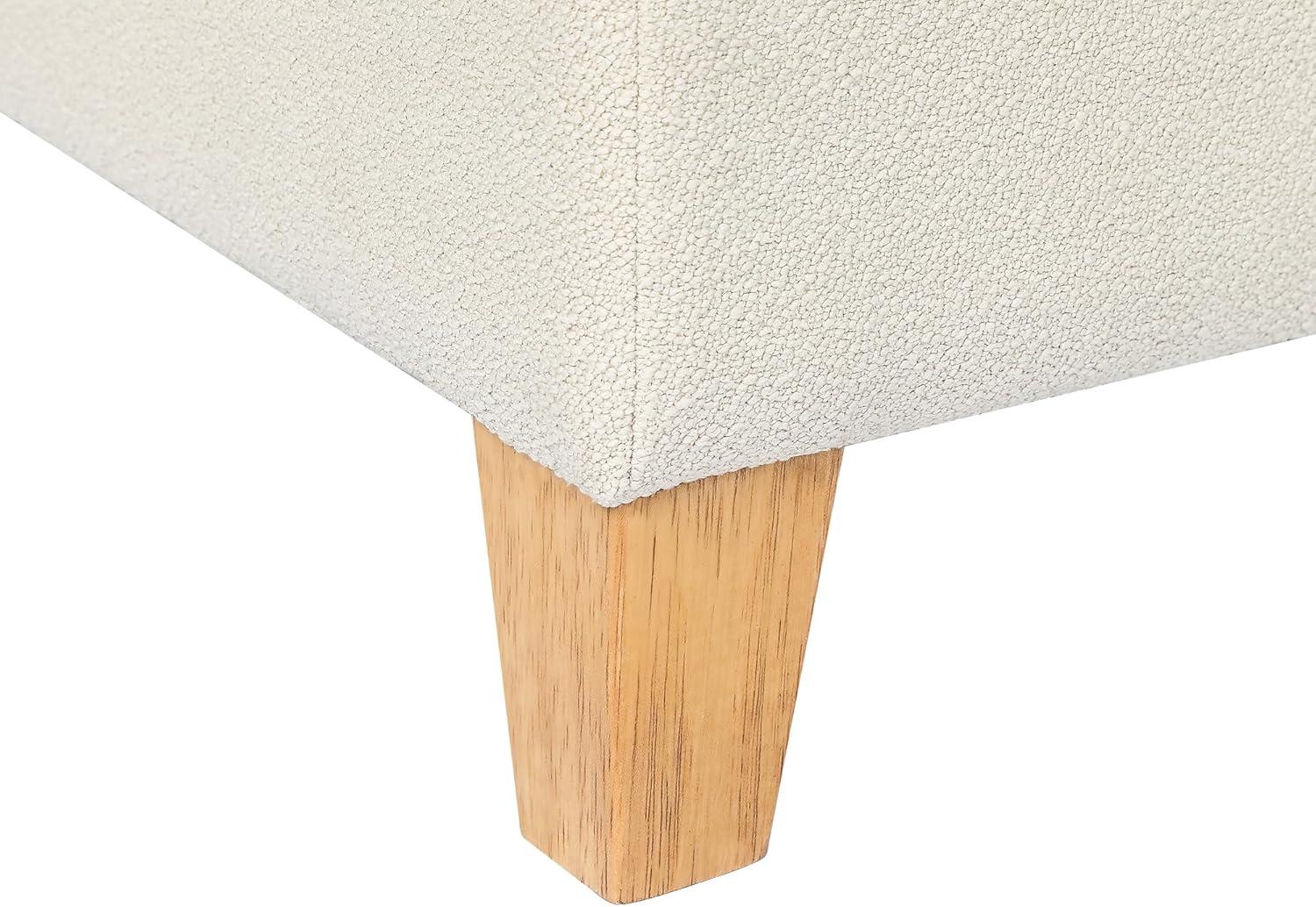 HomePop Cole Classics Square Storage Ottoman with Lift Off Top Linen: Upholstered Footstool, Wood Legs, Polyester