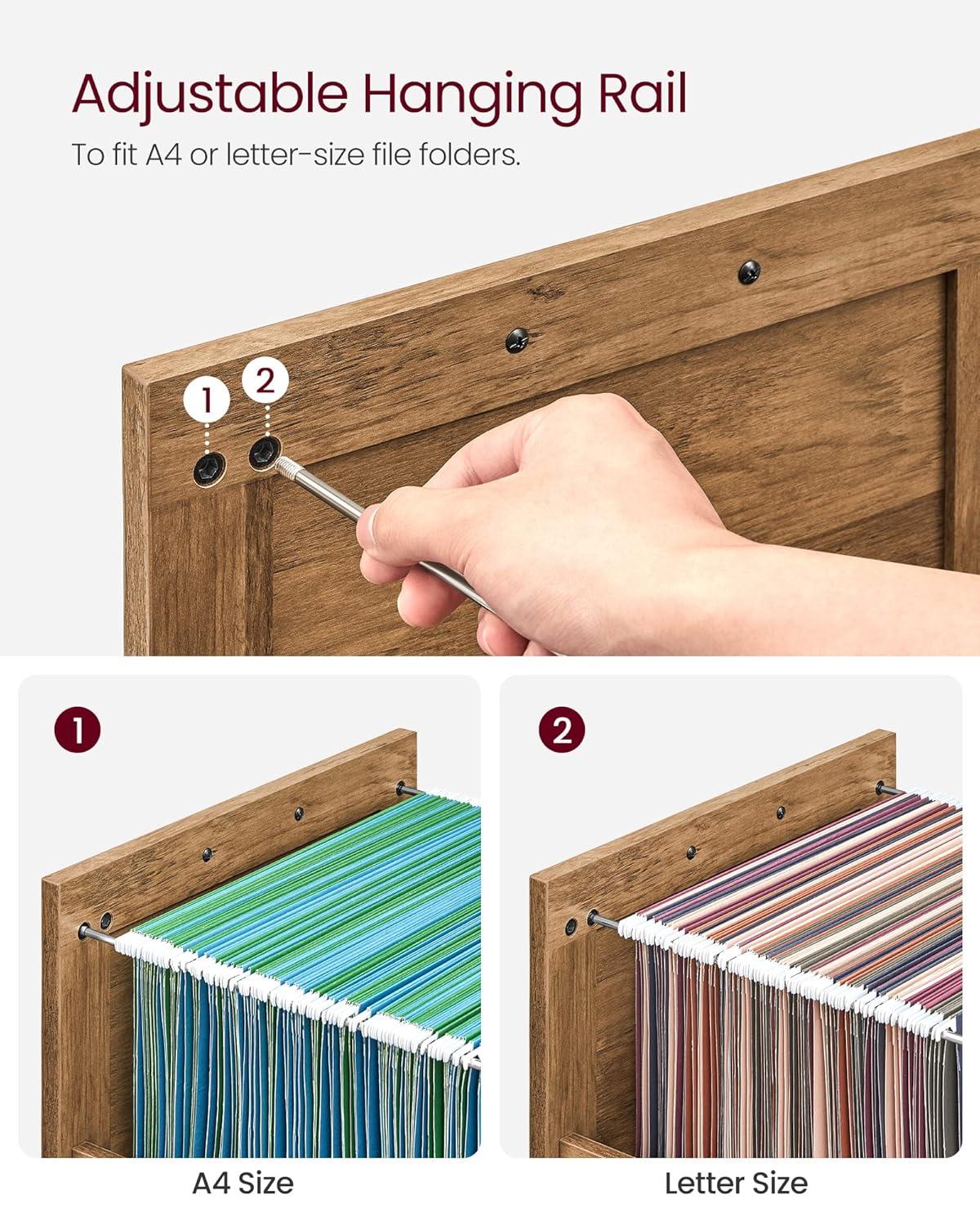 VASAGLE File Cabinet, Filing Cabinet with 2 File Drawers, Printer Stand, Fit A4, Letter Size, Hanging File Folders, Modern Farmhouse Style, for Home Office, Honey Brown UOFC048T41