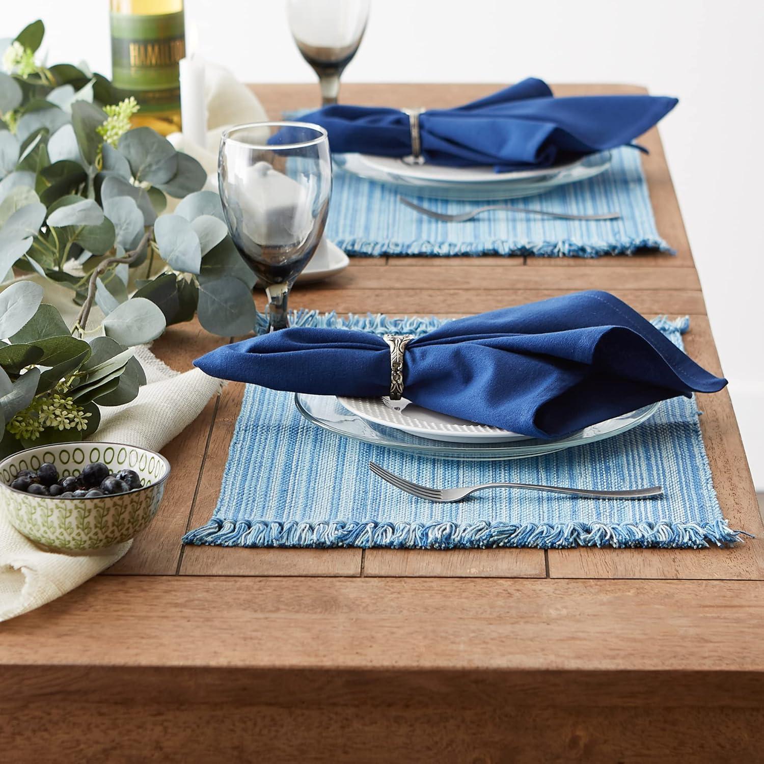 Variegated Light Blue Fringe Placemat Set of 6