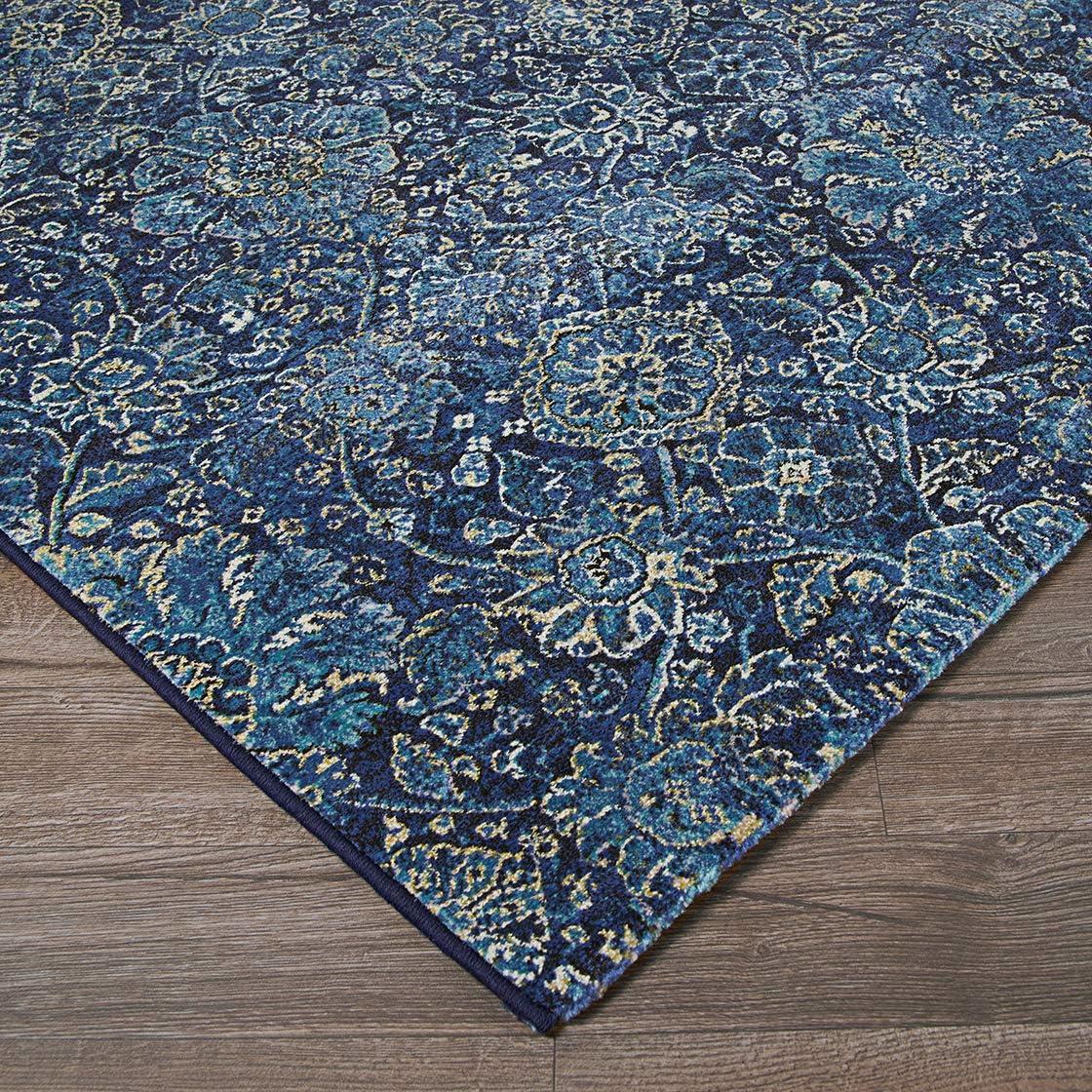 Easton Transitional Navy-Sapphire Washable Area Rug, 2' x 3'7"