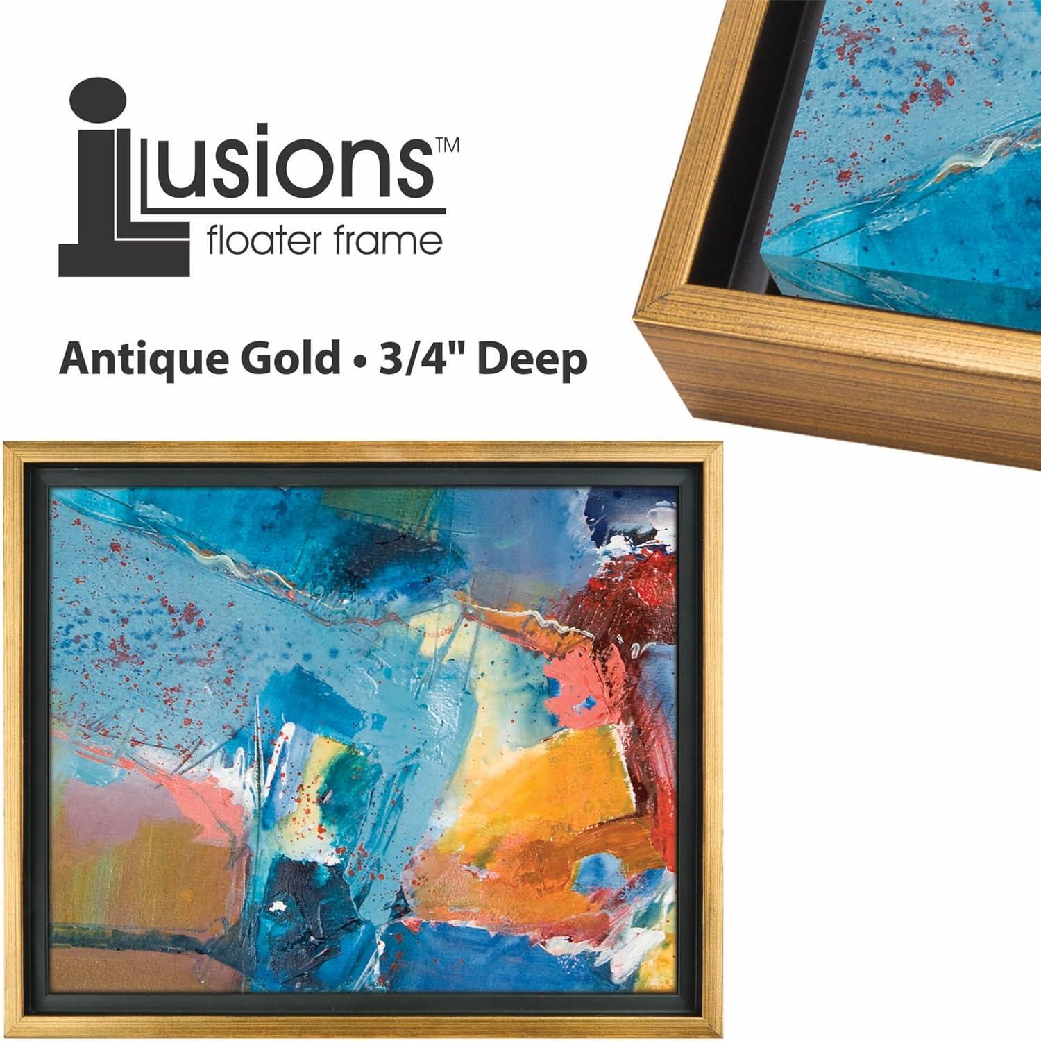 Creative Mark Illusions Floater Frame for 0.75" Depth Stretched Canvas Paintings & Artwork -[Antique Gold