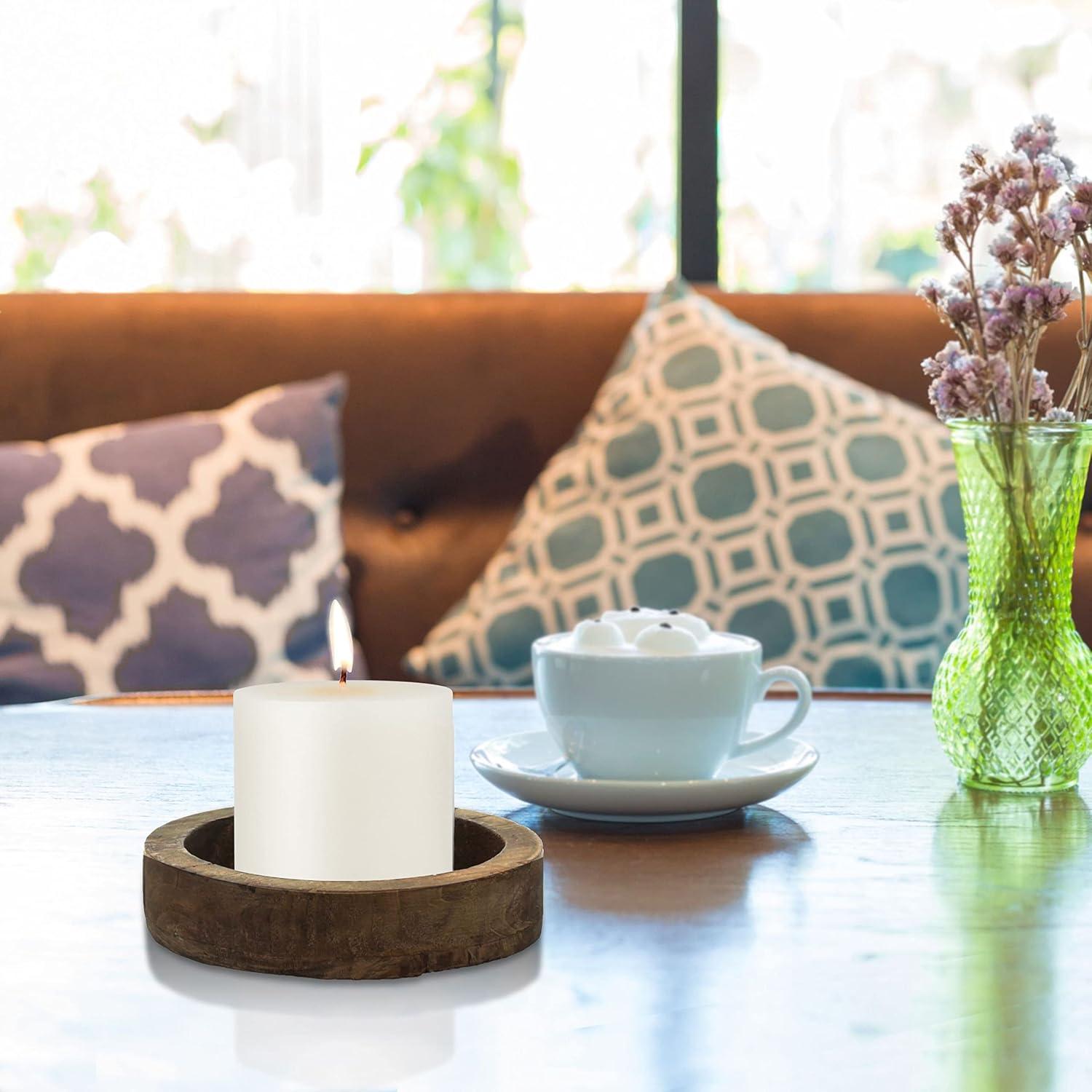 3"x3" 6pk Unscented Flat top Smooth Pillar Candles White - Stonebriar Collection: Machine-Poured, 40hr Burn Time, Cotton Wick