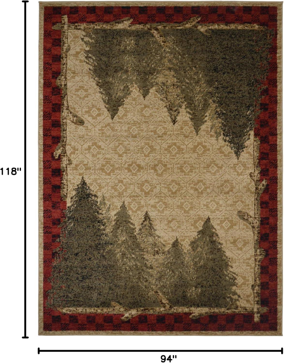 Rustic Multicolor Forest Scene Polypropylene Area Rug 7'10" x 9'10"