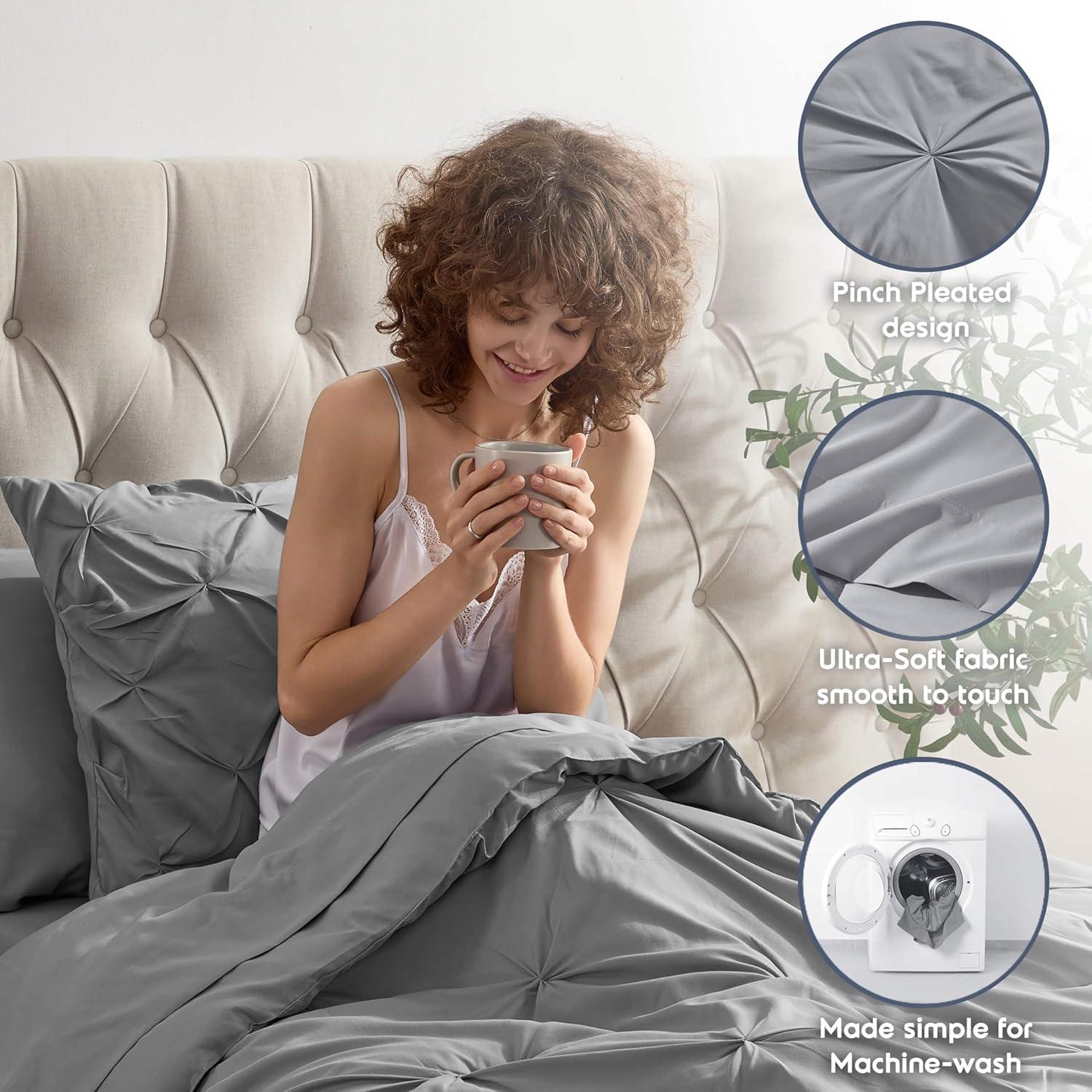 Bed-in-A-Bag Pleated Comforter Set with Bed Sheets