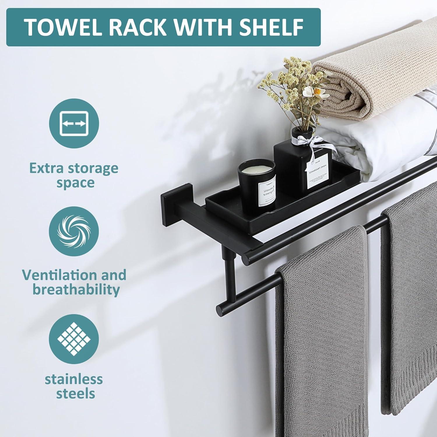 24" Bathroom Towel Rack Wall Mounted