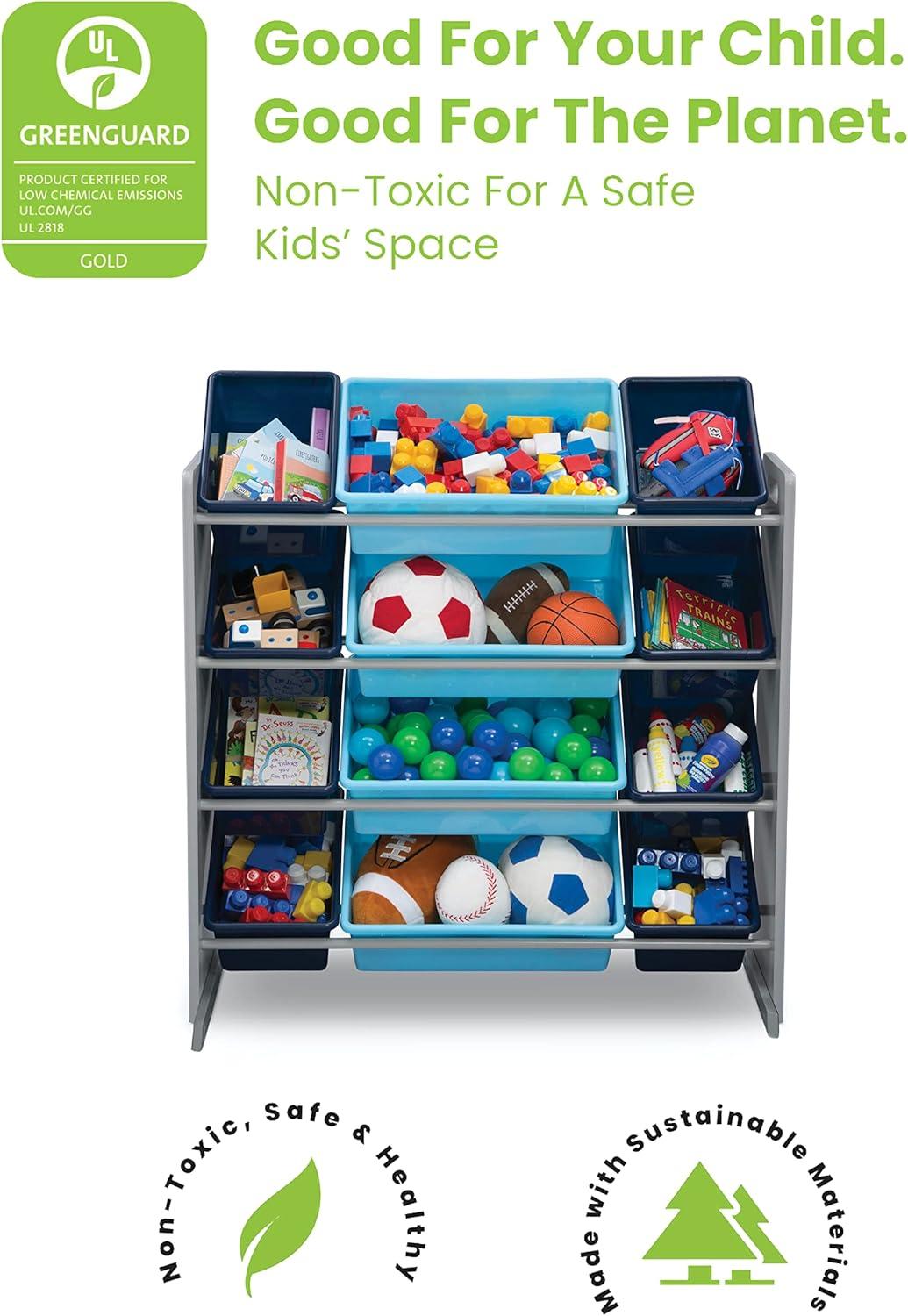 Delta Children Kids Toy Storage Organizer with 12 Plastic Bins