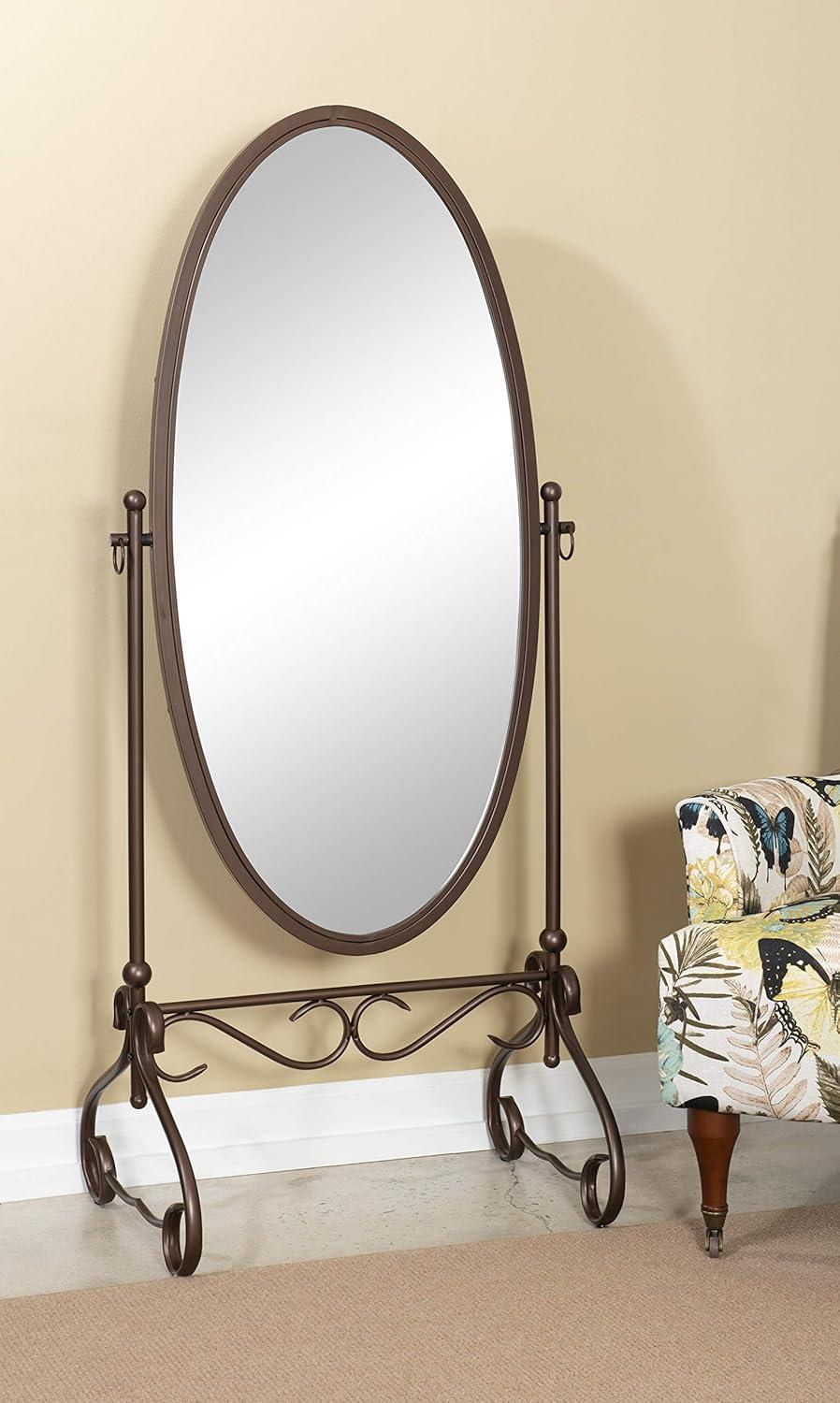 Elegant Full-Length Gold Oval Freestanding Mirror